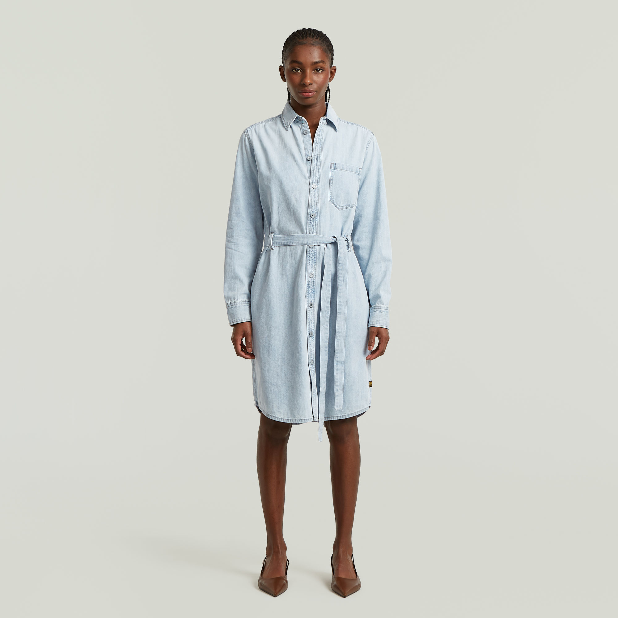 Shirt Dress Belt - Hellblau - Damen