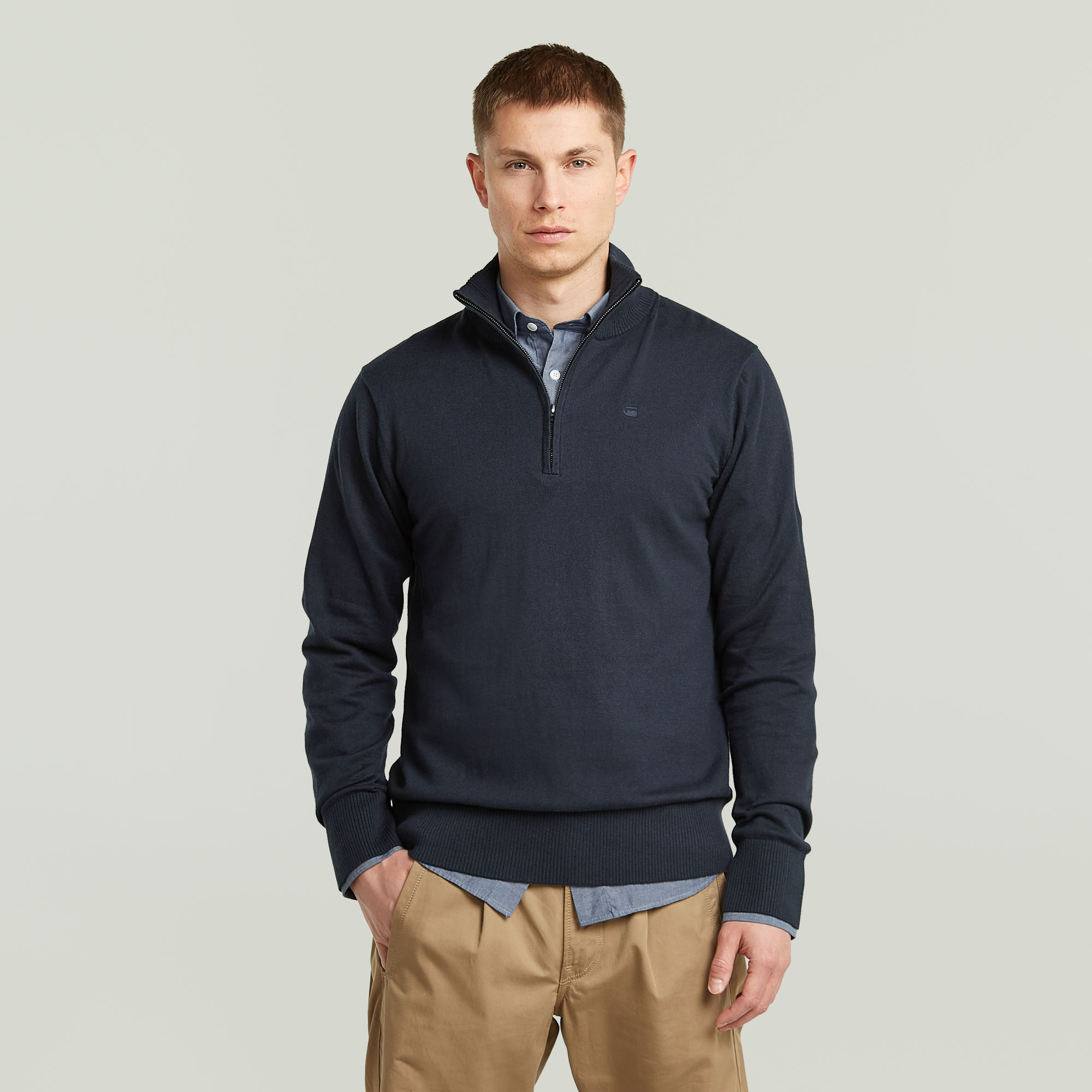 

The Olivier - Correct Half Zip Sweater - Donkerblauw - Heren