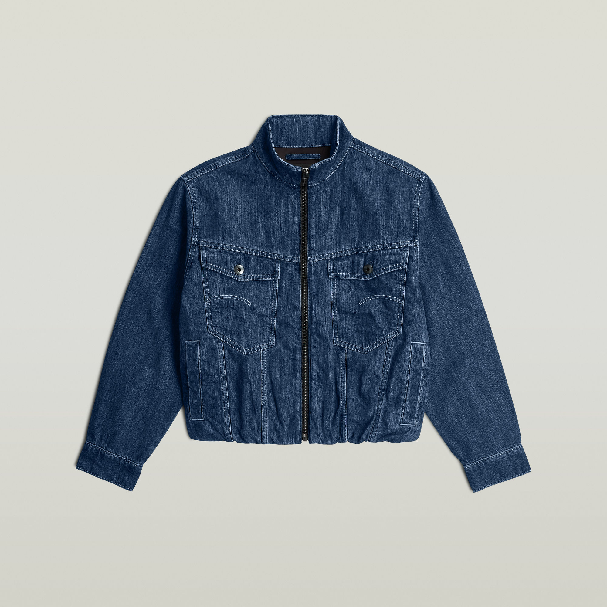 Thumbnail - Rib Trucker Jacke - Mittelblau - Damen