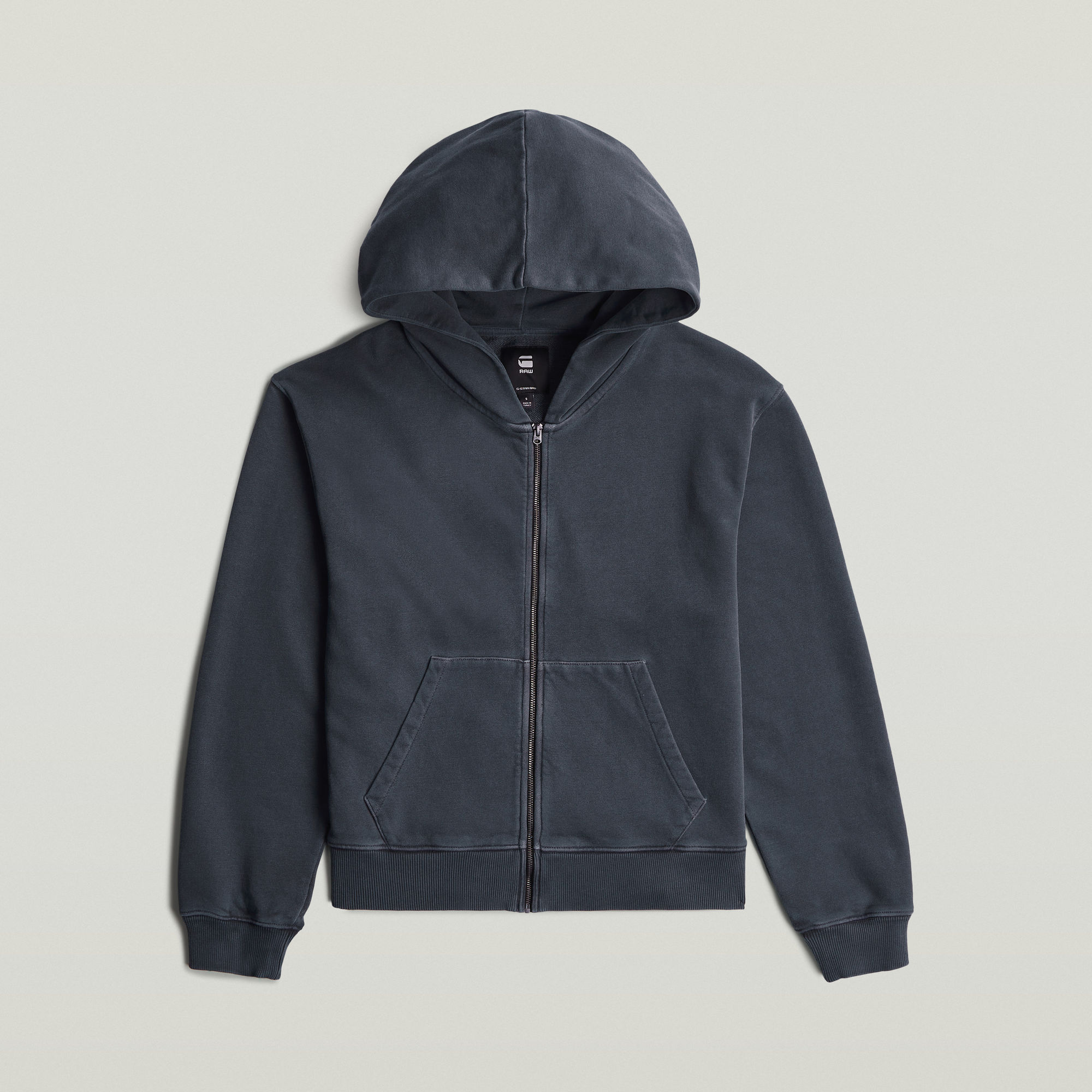 Thumbnail - Washed Hoodie Zip Relaxed Sweatshirt - Dunkelblau - Damen