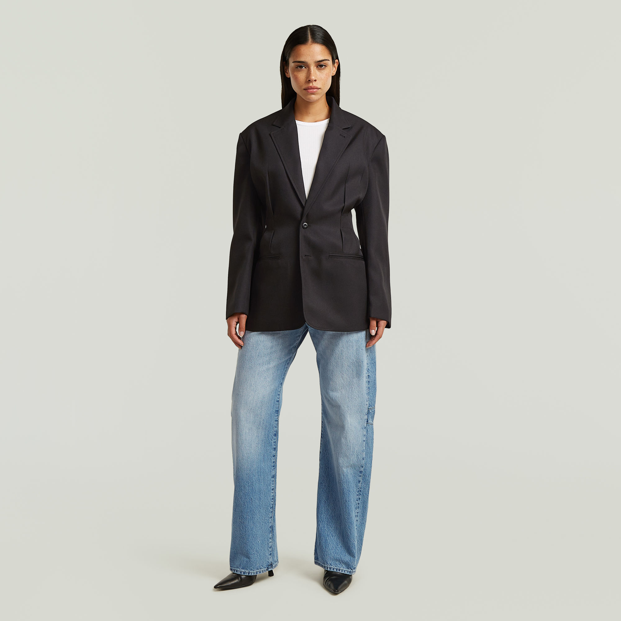 Thumbnail - Cinched Blazer - Schwarz - Damen