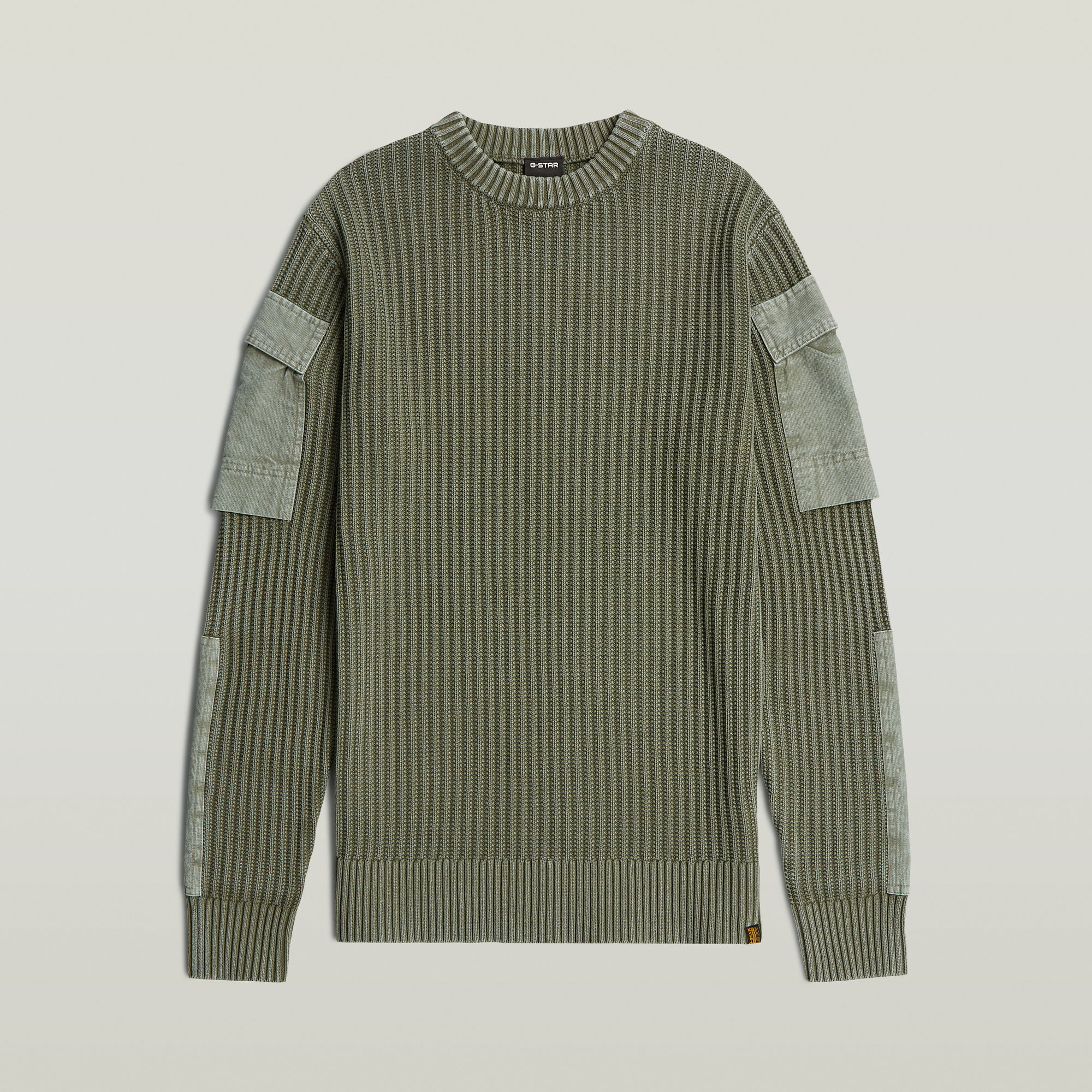 Thumbnail - Woven Mix Washed Knit Pullover - Grün - Herren