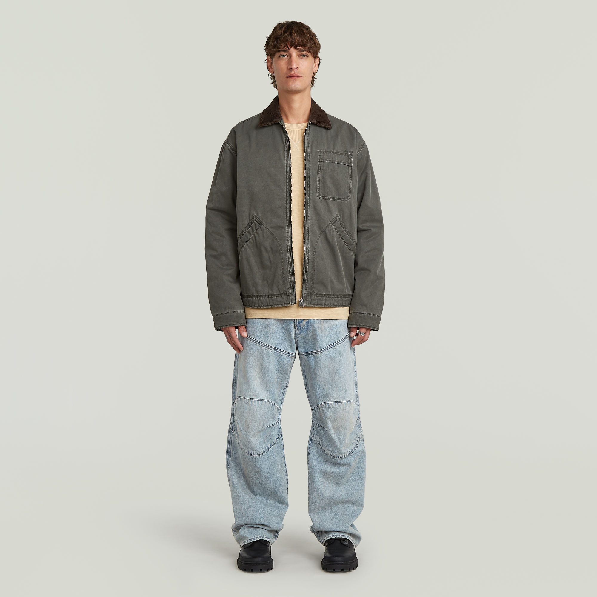 Thumbnail - Duty Canvas Trucker Jacke - Grau - Herren