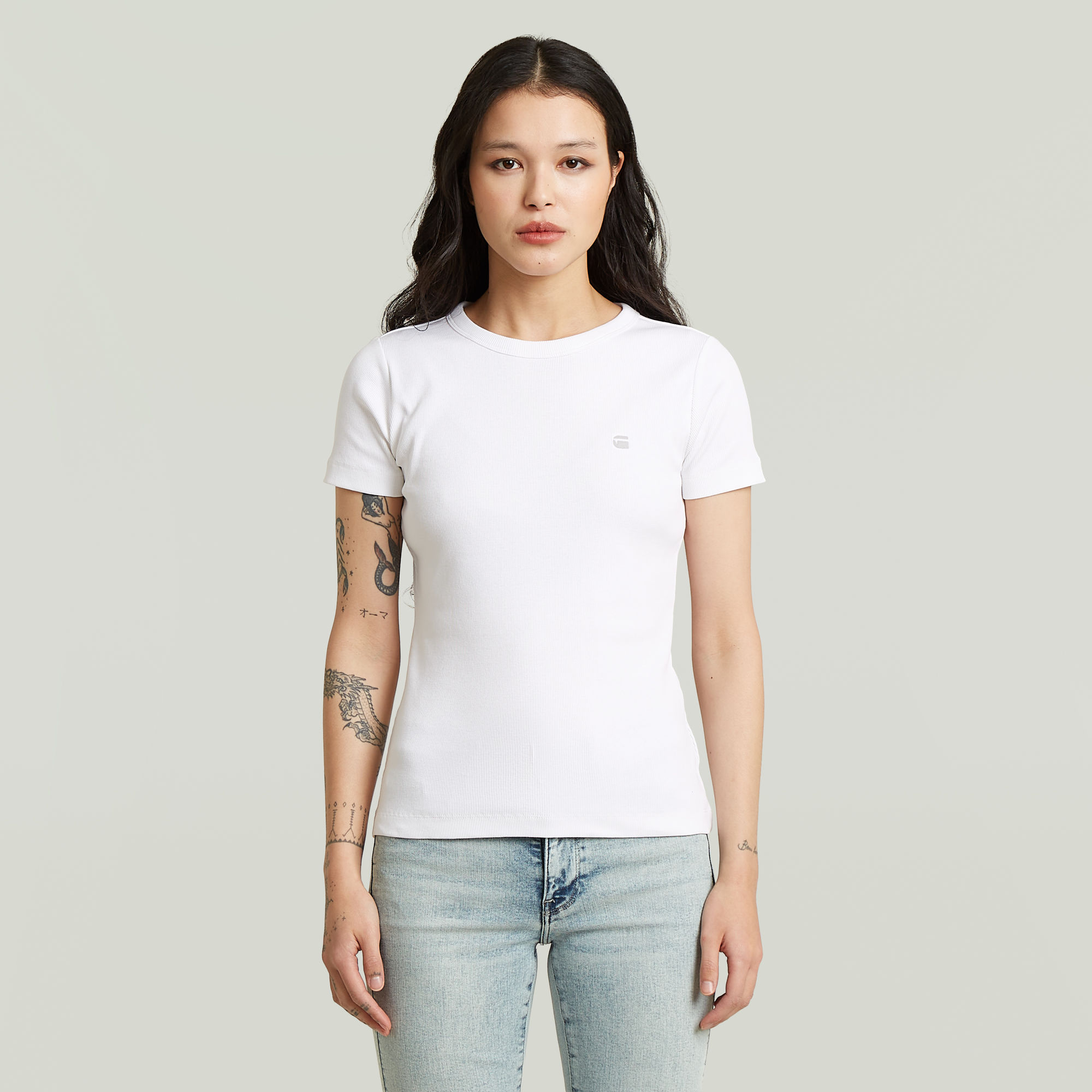 

Slim Rib T-Shirt - White - Women