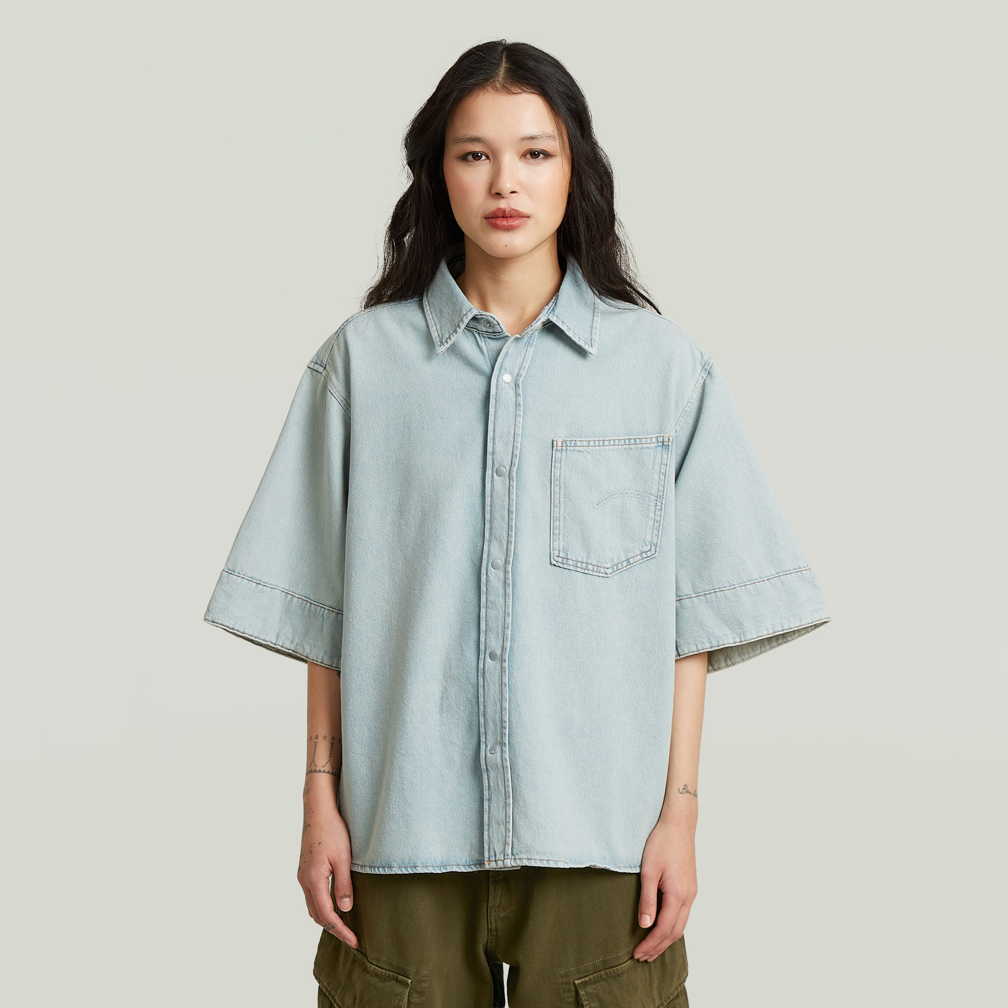 

Carter One Pocket Denim Shirt - Light blue - Women