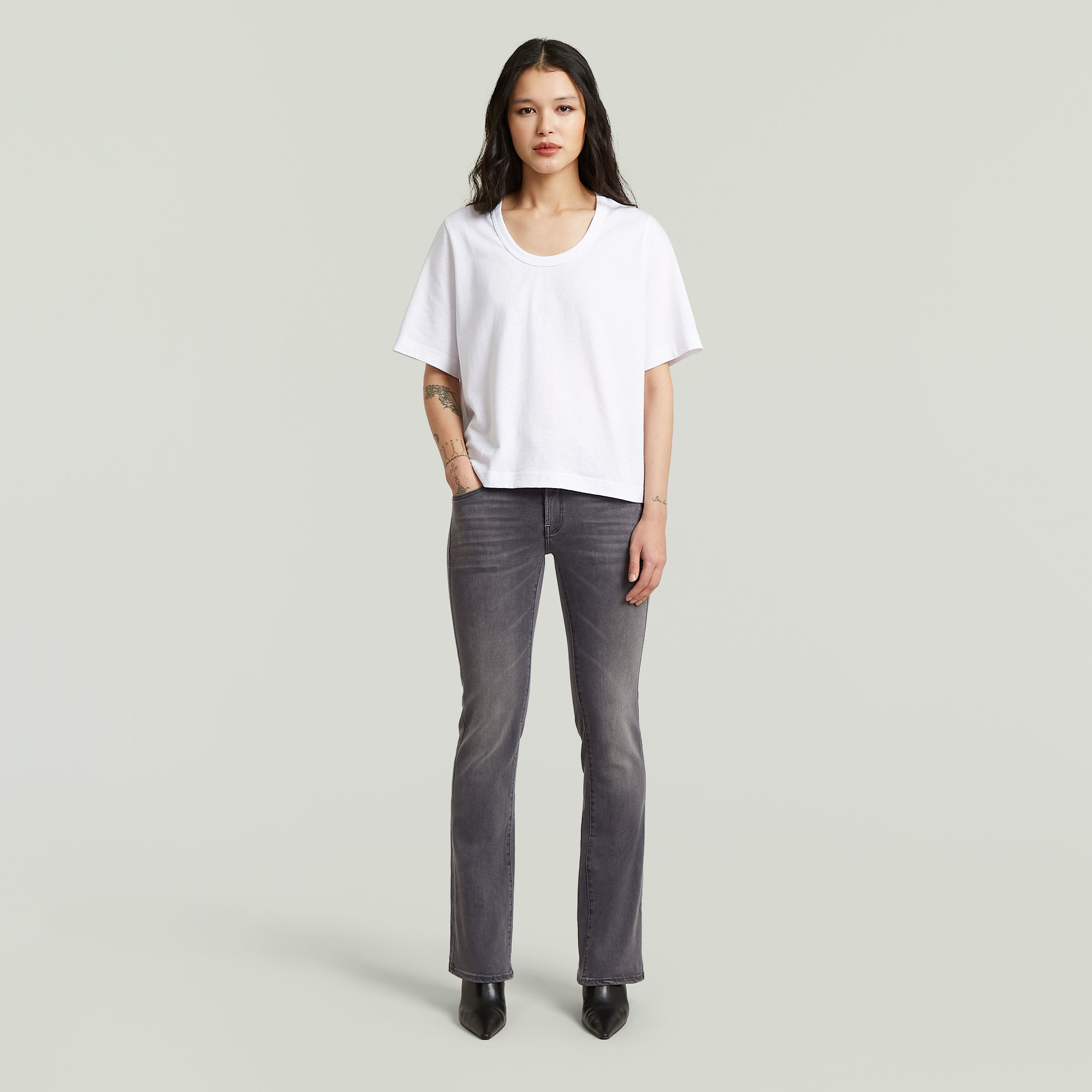 Thumbnail - Midge Bootcut Jeans - Grau - Damen