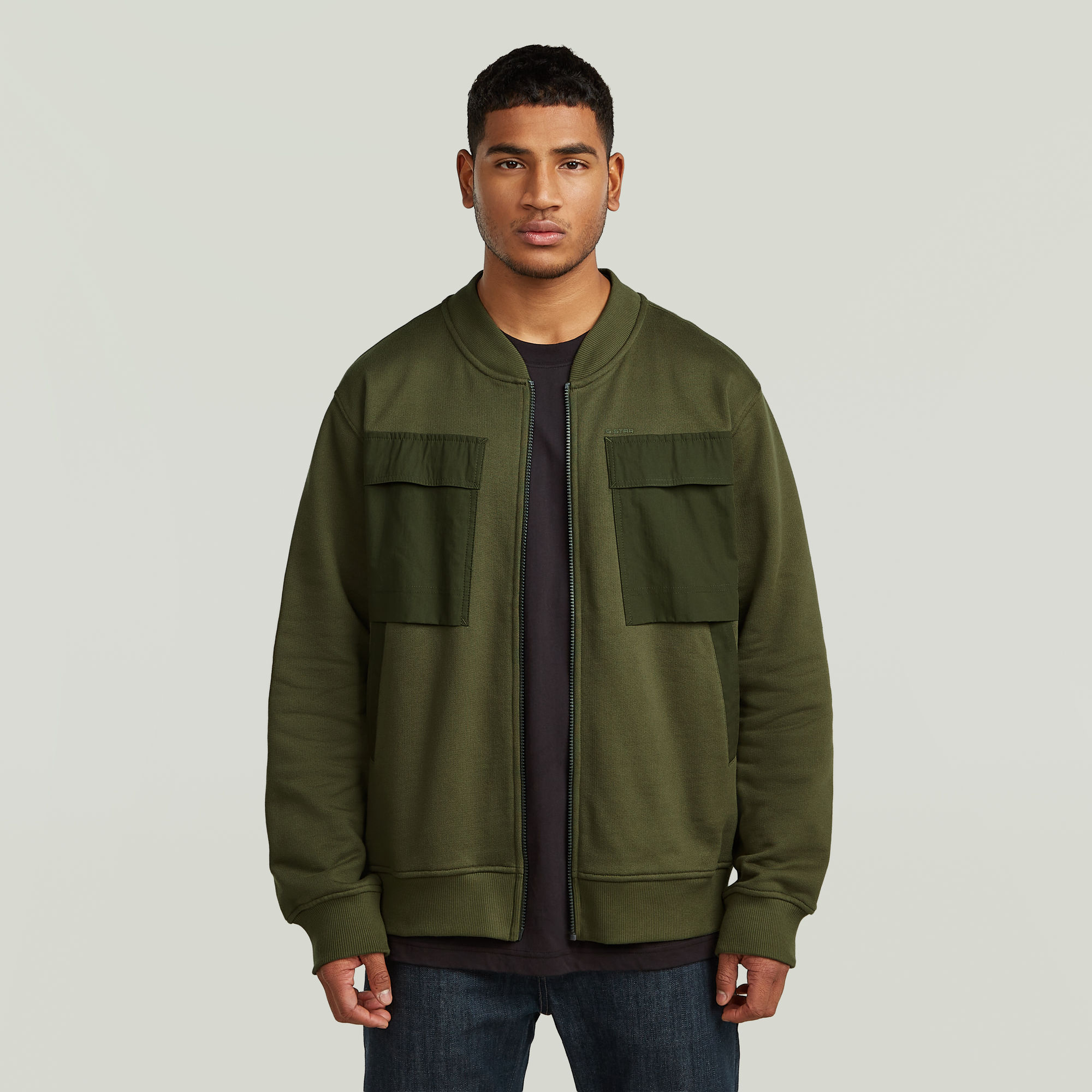 

Woven Mix Sweater Jacket - Green - Men