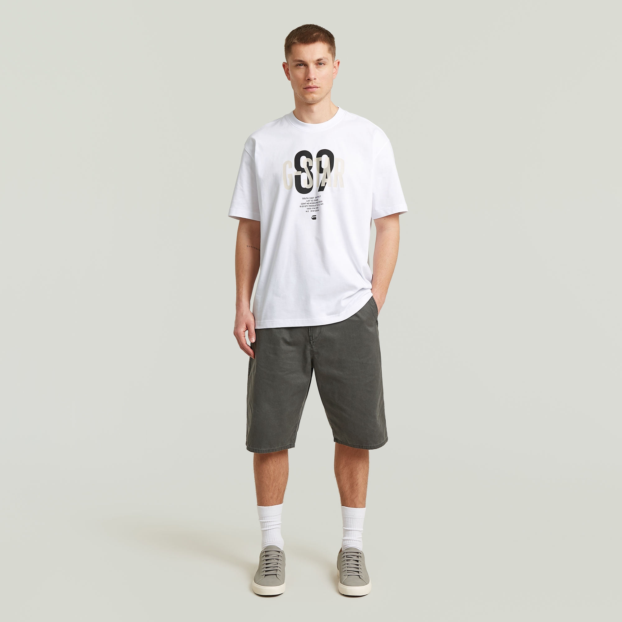 Thumbnail - Pleated Chino Shorts - Grau - Herren