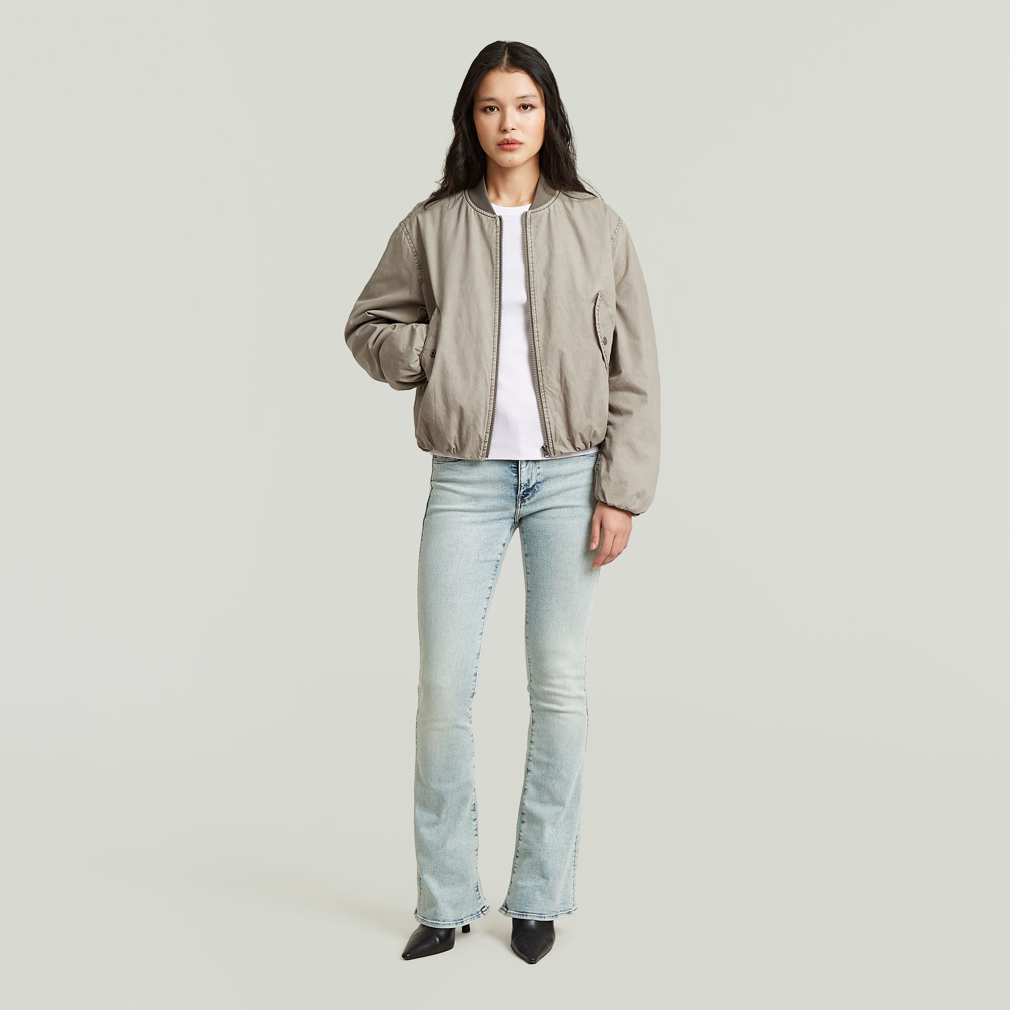 Thumbnail - Bomber Padded Jacke - Beige - Damen