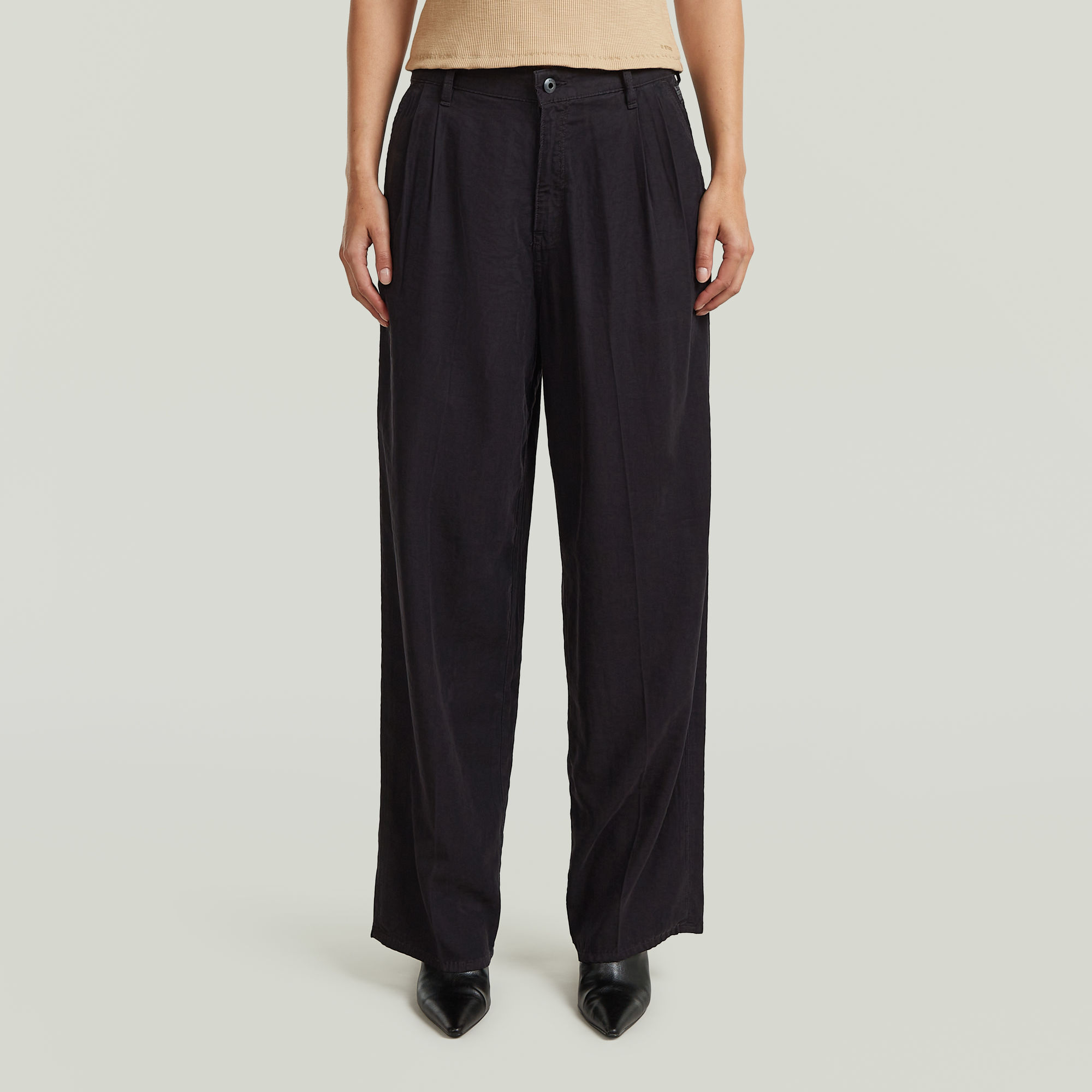 Pleated Chino - Schwarz - Damen