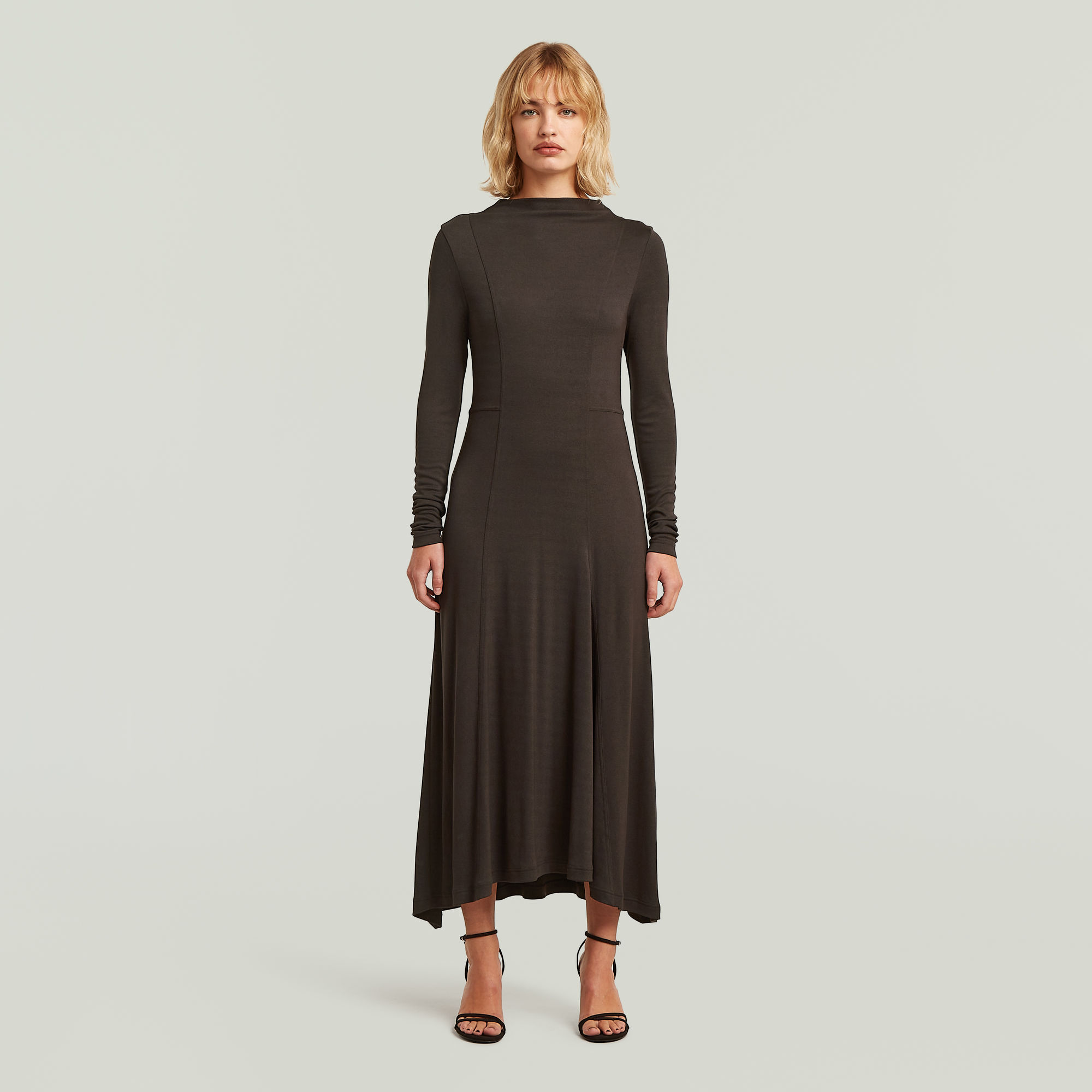 

Drape Jersey Dress - Brown - Women