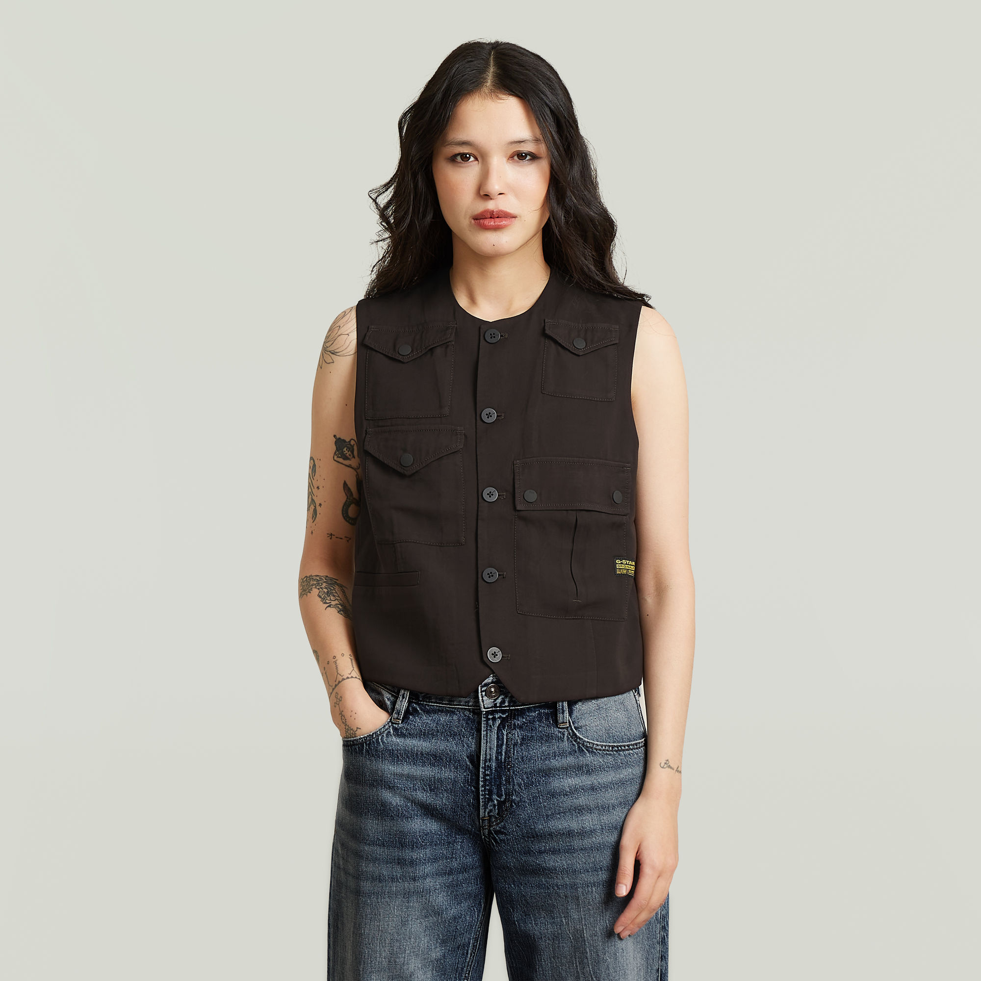 Pocket -Weste - Braun - Damen