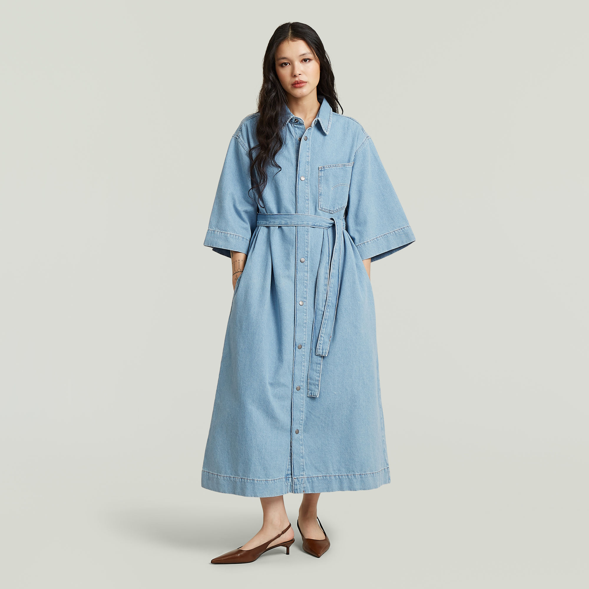 Carter Denim-Hemdkleid - Hellblau - Damen