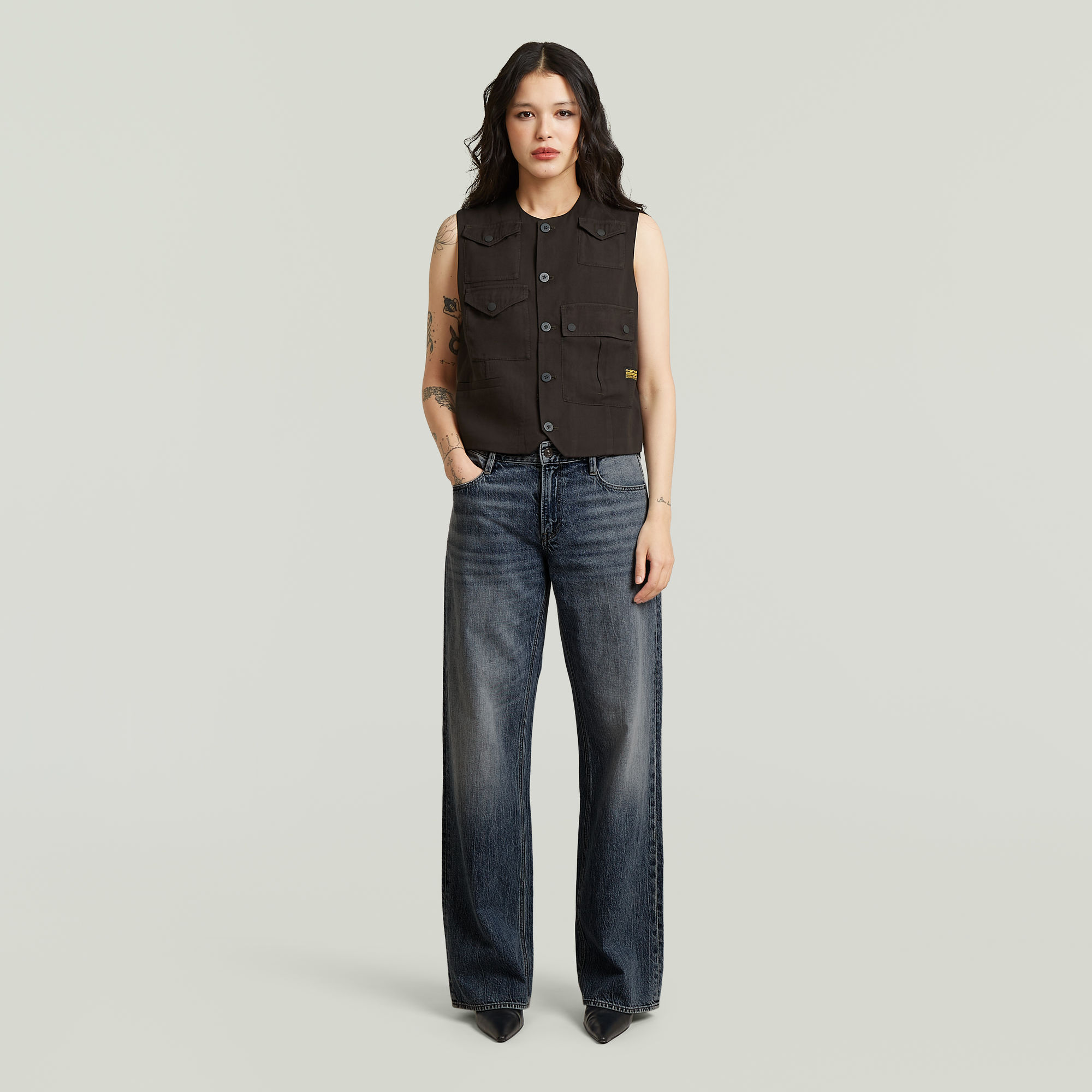 Thumbnail - Pocket -Weste - Braun - Damen