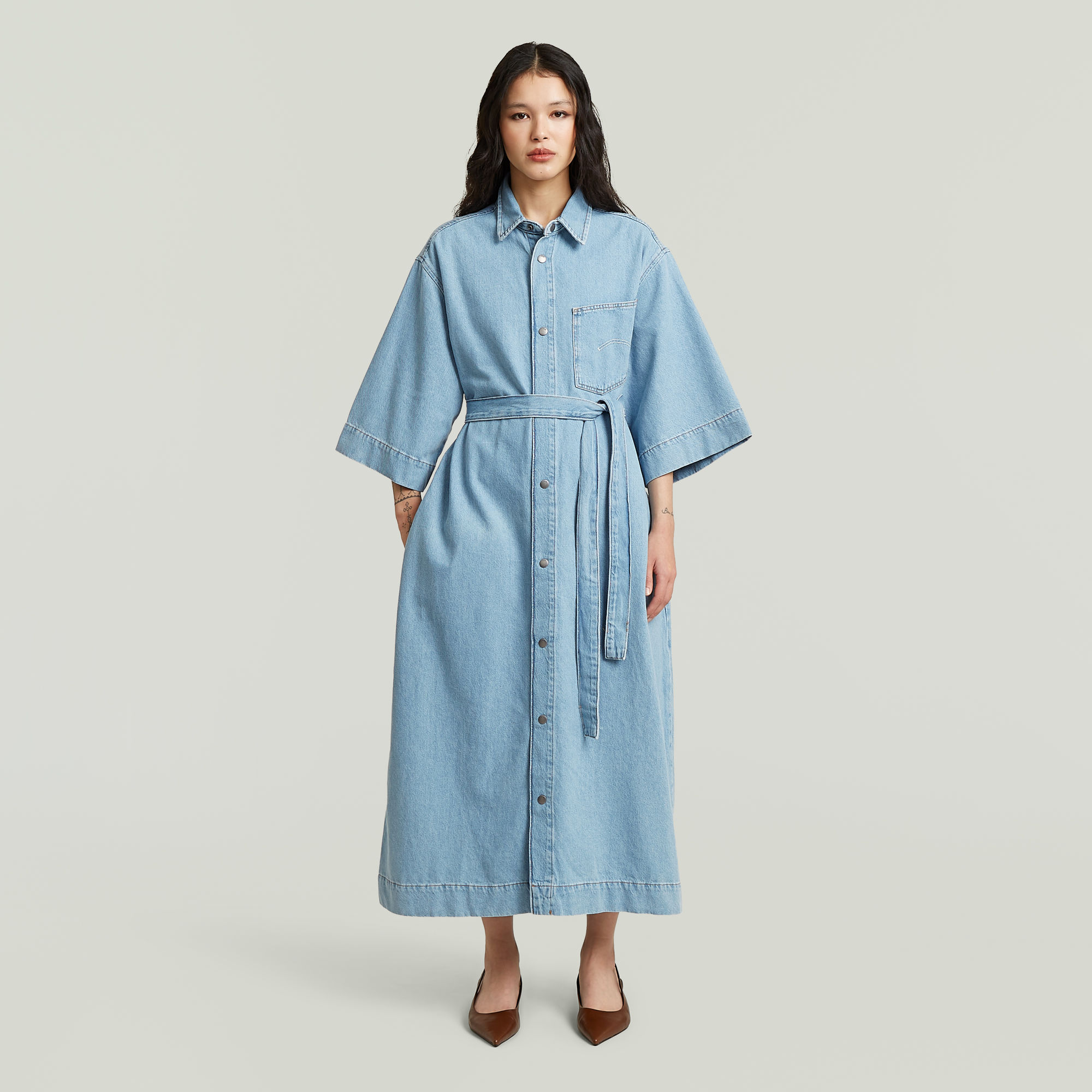 Thumbnail - Carter Denim-Hemdkleid - Hellblau - Damen