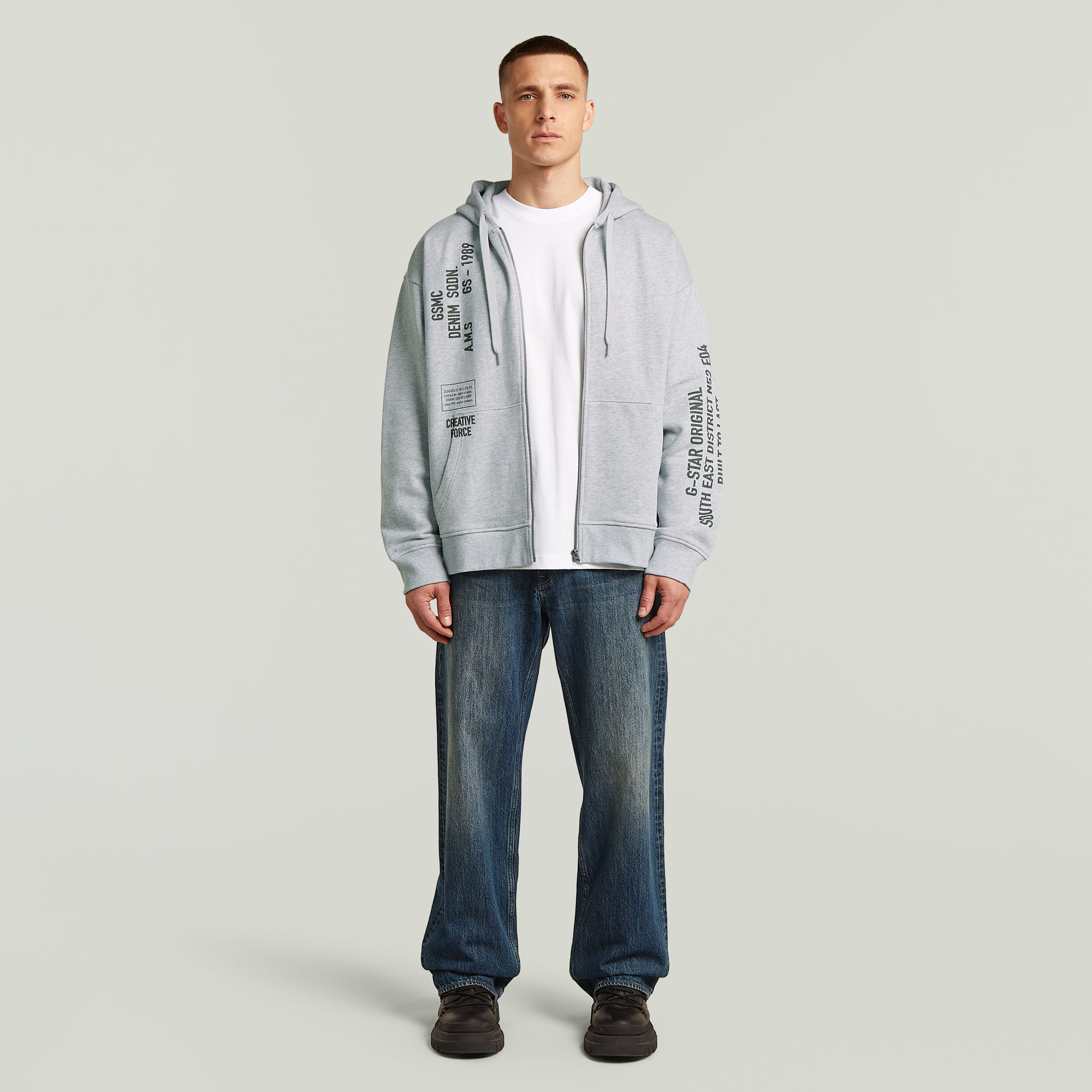 Thumbnail - Stencil Relaxed Hoodie Zip Sweatshirt - Mehrfarbig - Herren