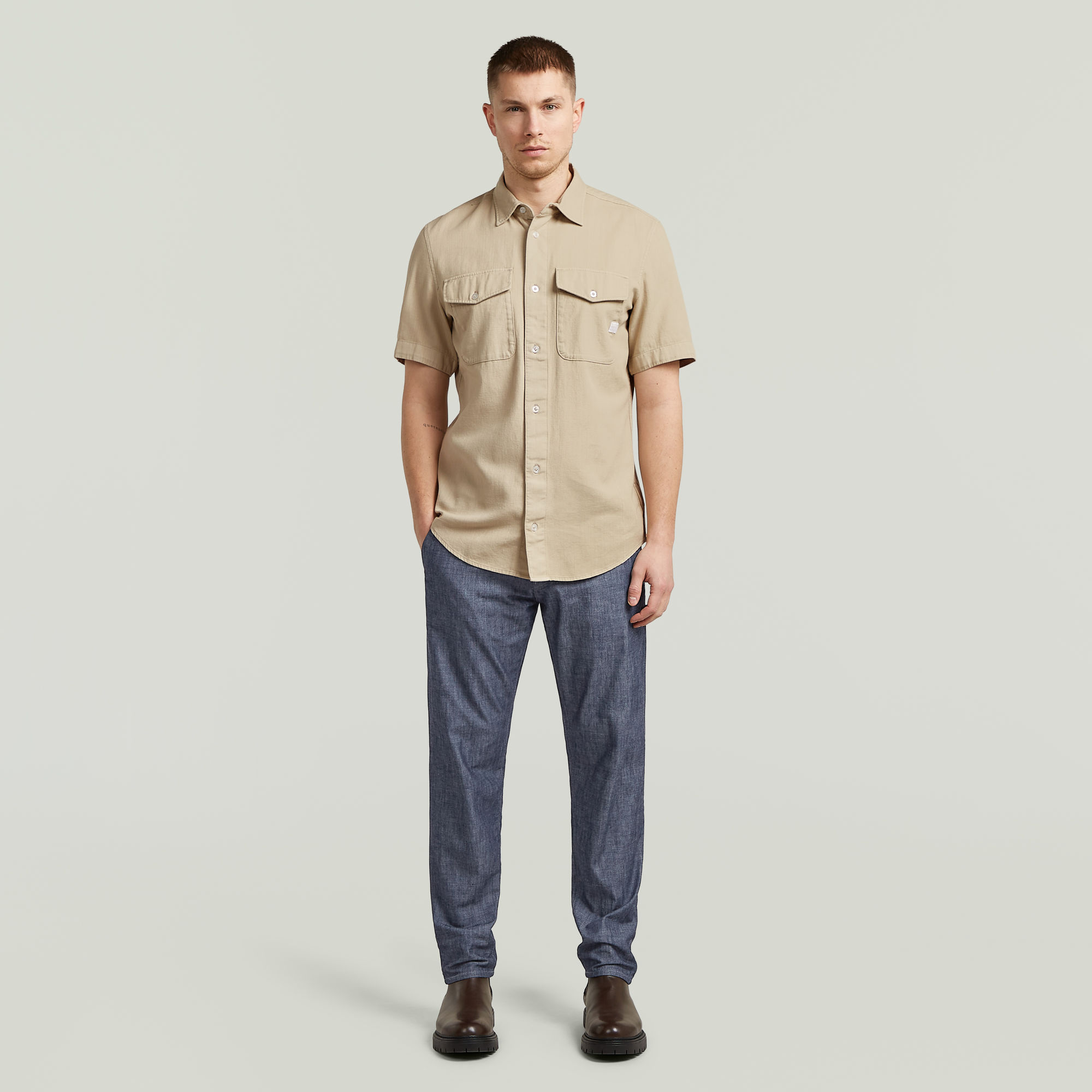 Thumbnail - Marine Slim Hemd - Beige - Herren