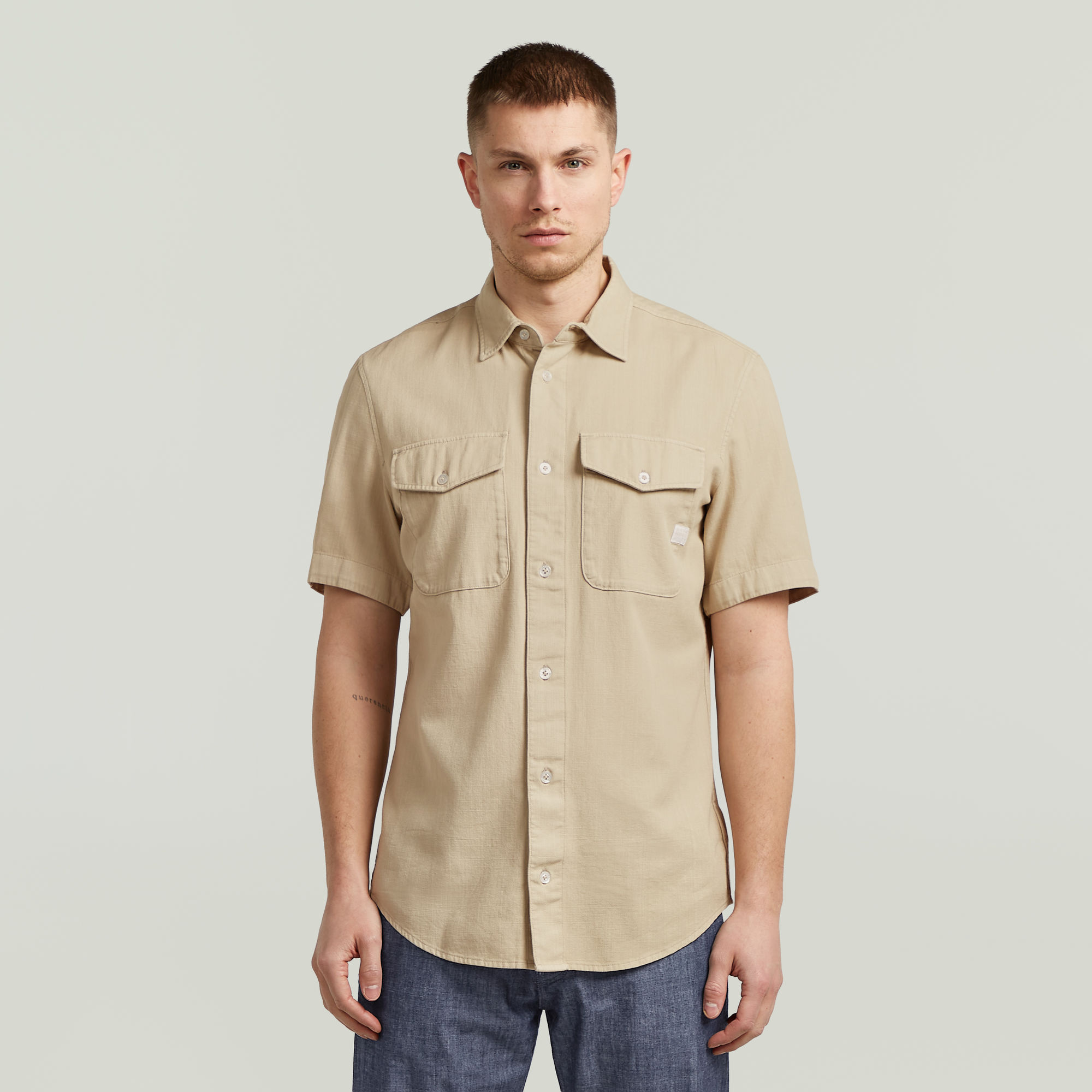 Marine Slim Hemd - Beige - Herren