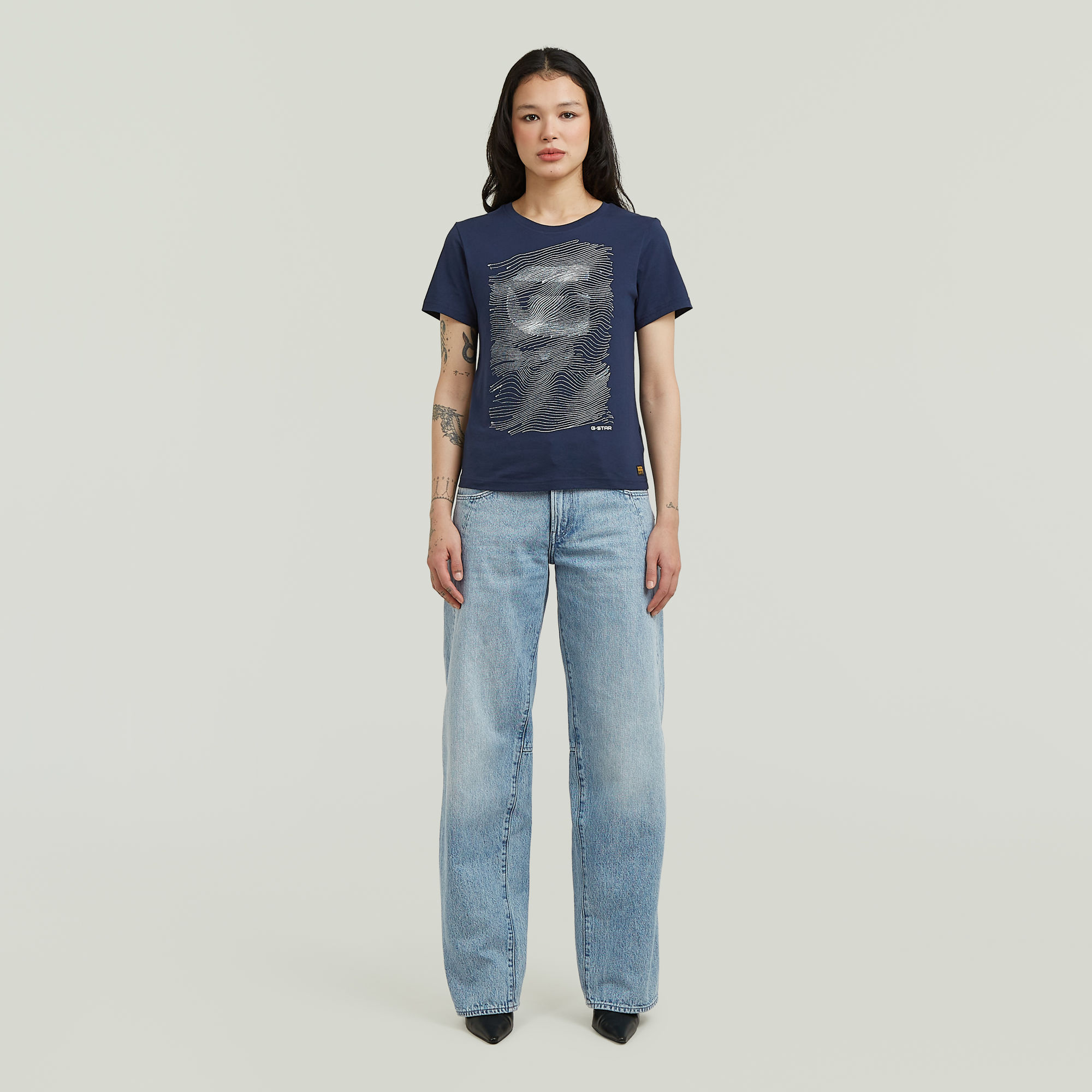 Thumbnail - Graphic T-Shirt - Dunkelblau - Damen