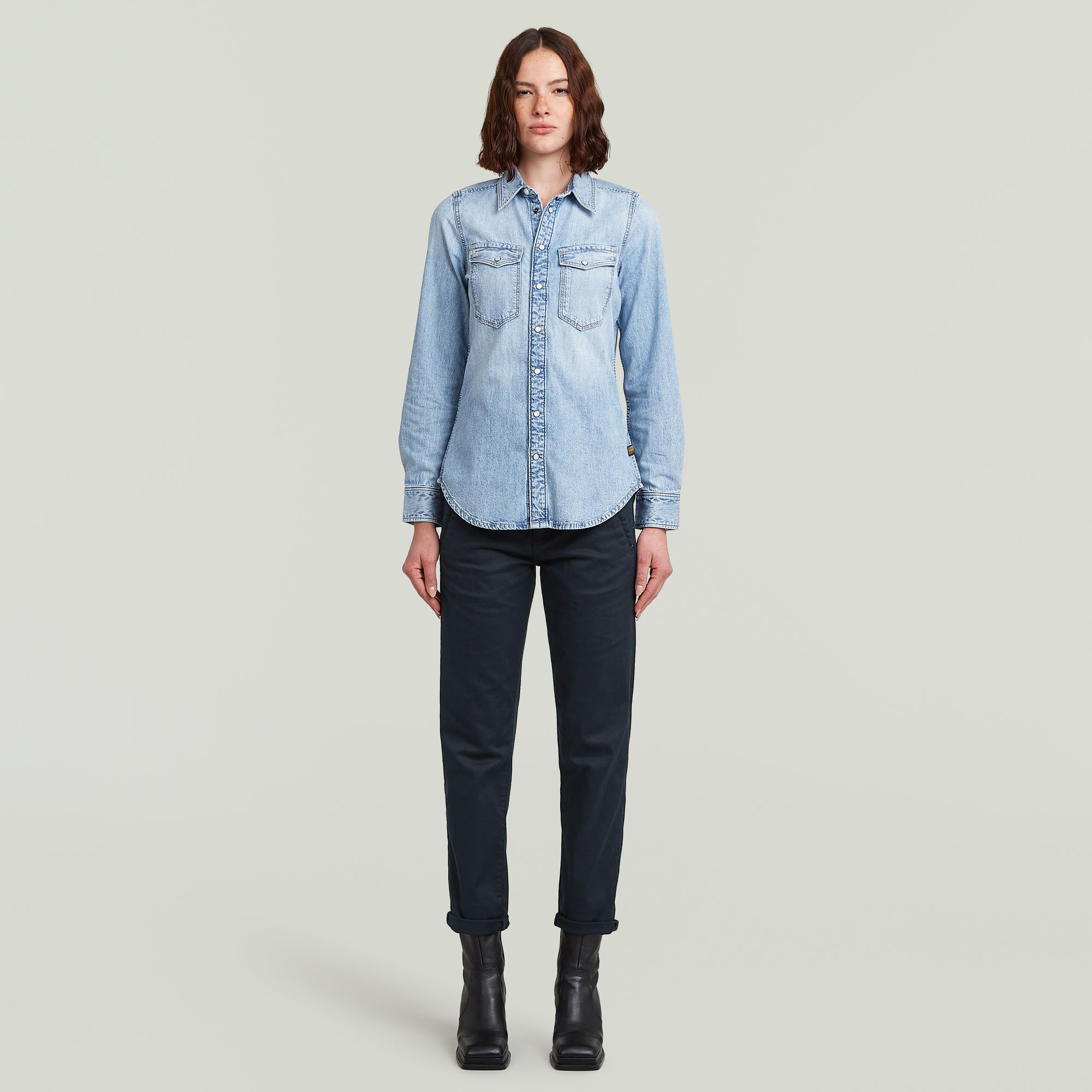 Thumbnail - Slim Western Hemd - Hellblau - Damen
