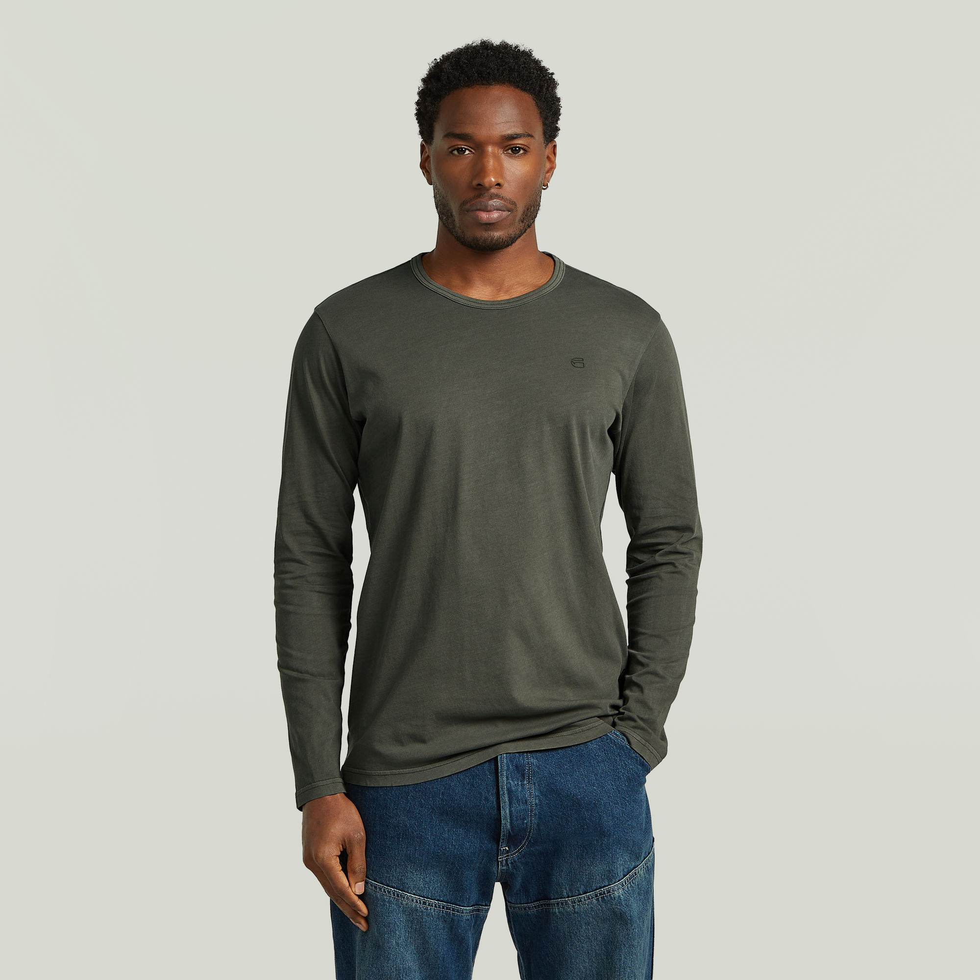 Garment Dyed Chest Logo T-Shirt - Grau - Herren