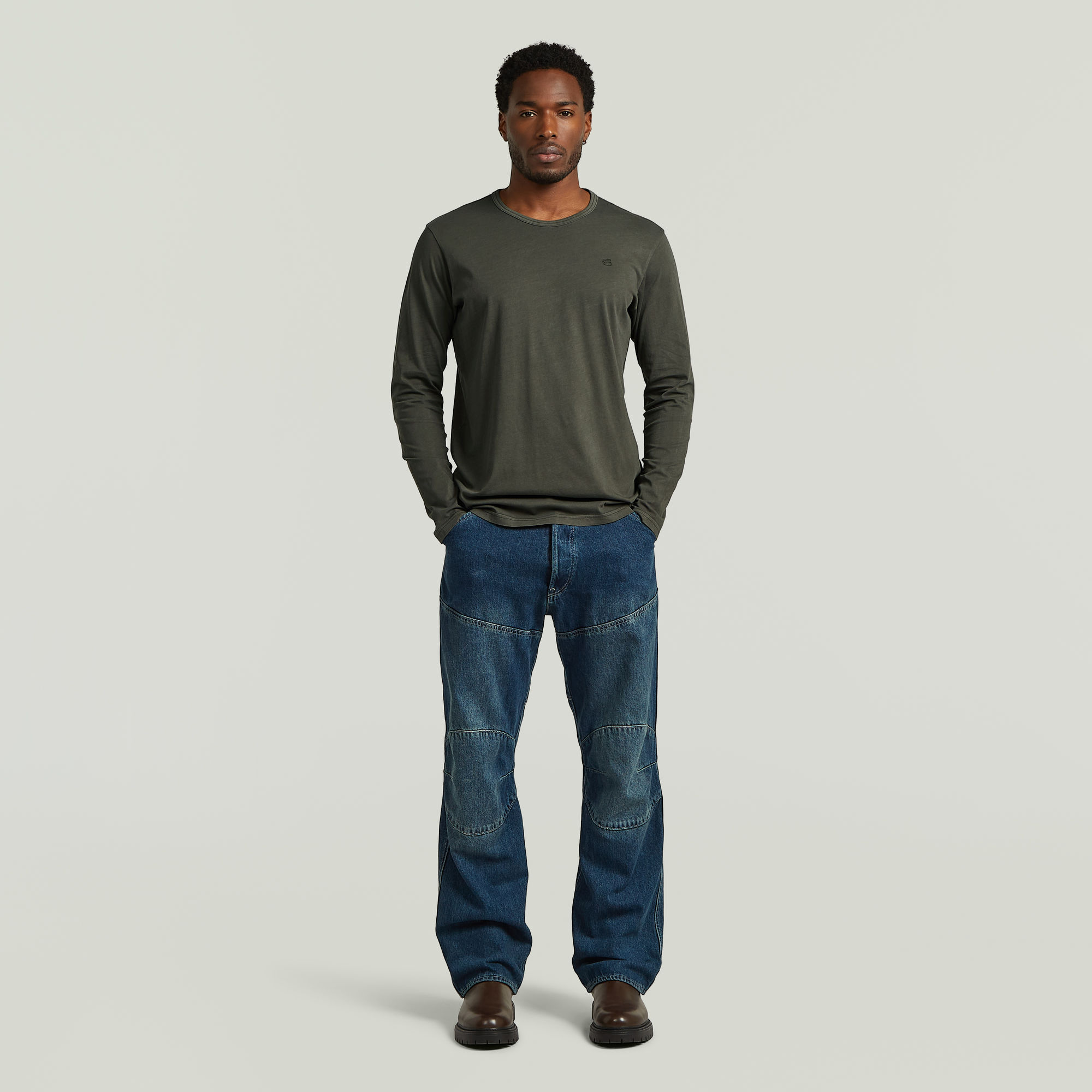 Thumbnail - Garment Dyed Chest Logo T-Shirt - Grau - Herren