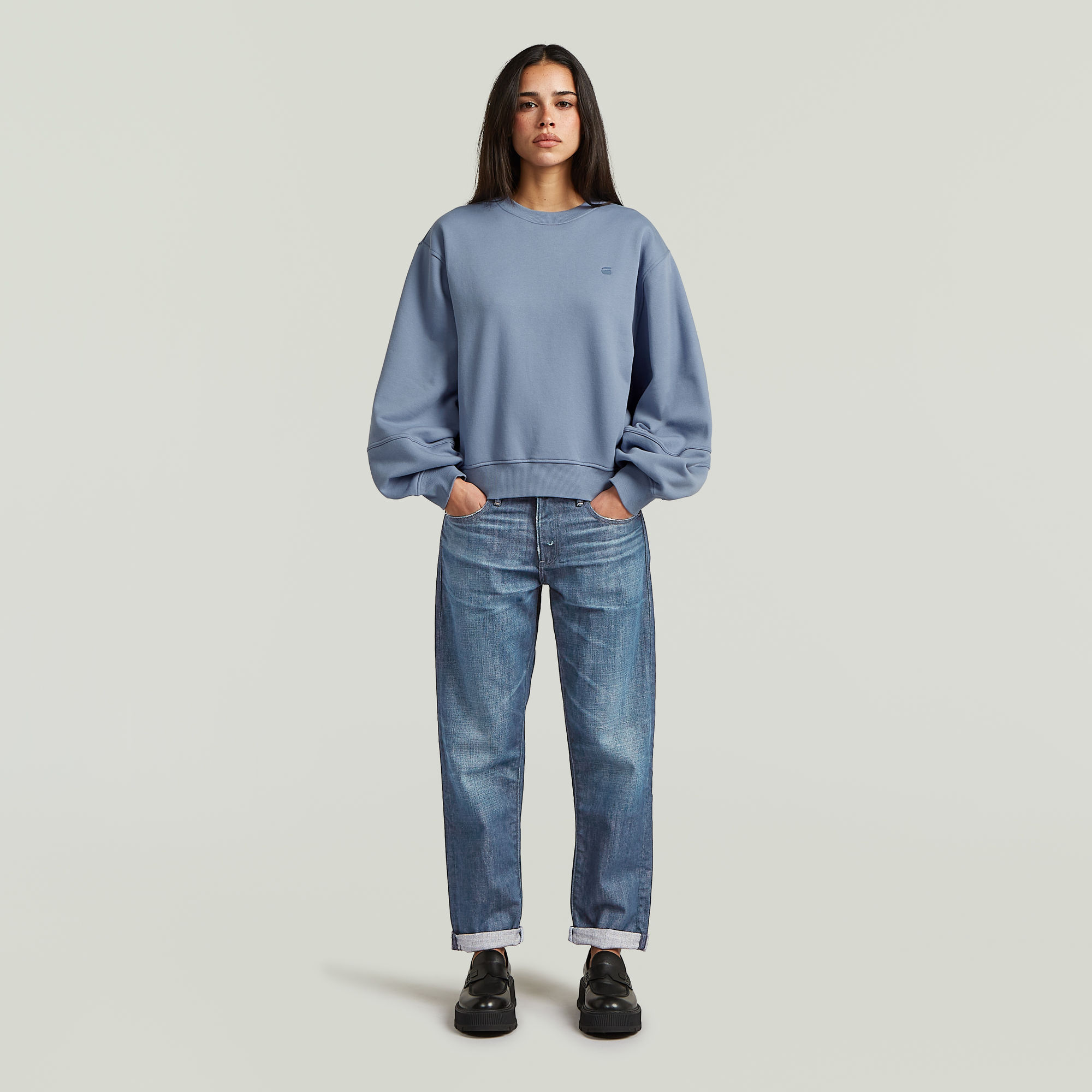 Thumbnail - Logo Crew Sweatshirt - Hellblau - Damen
