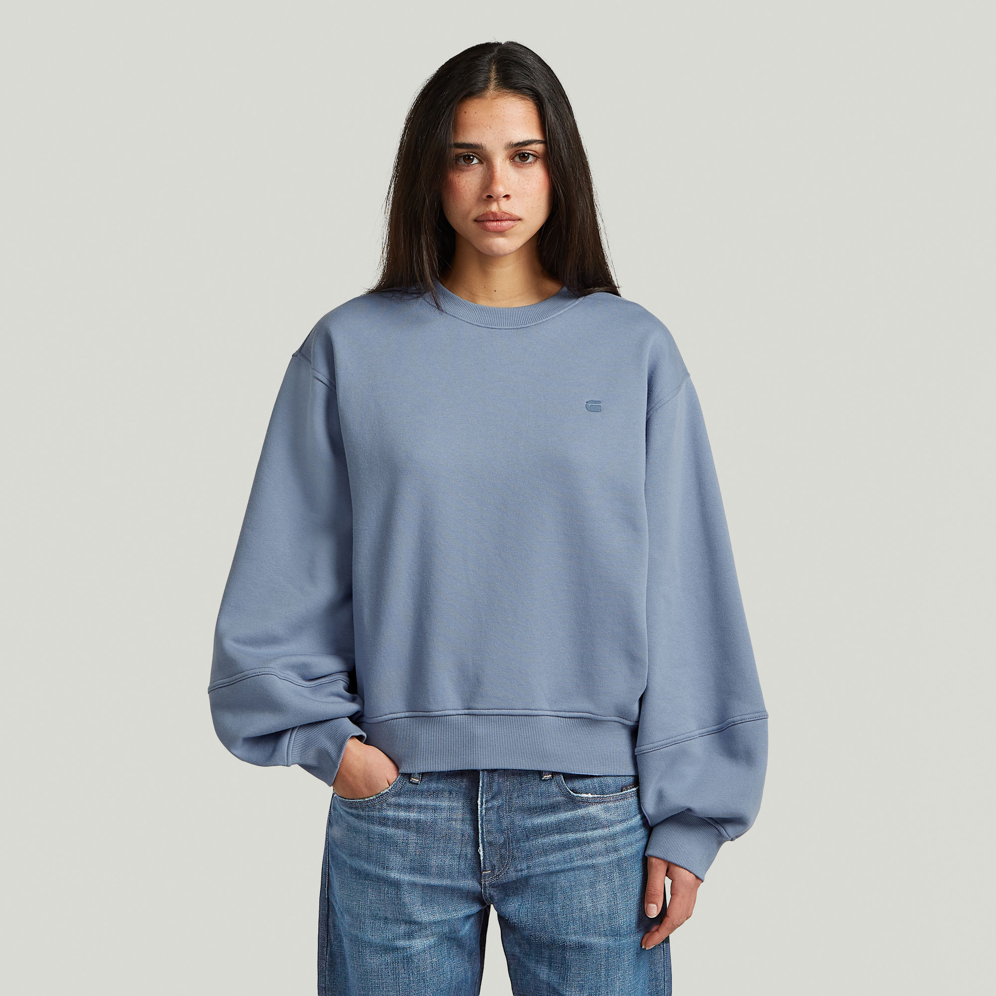 Logo Crew Sweatshirt - Hellblau - Damen