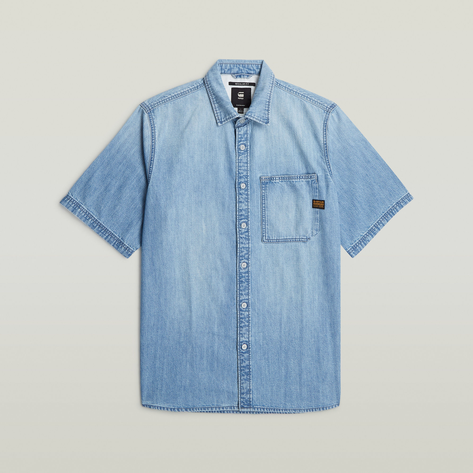 

Regular 1-Pocket Shirt - Medium blue - Men