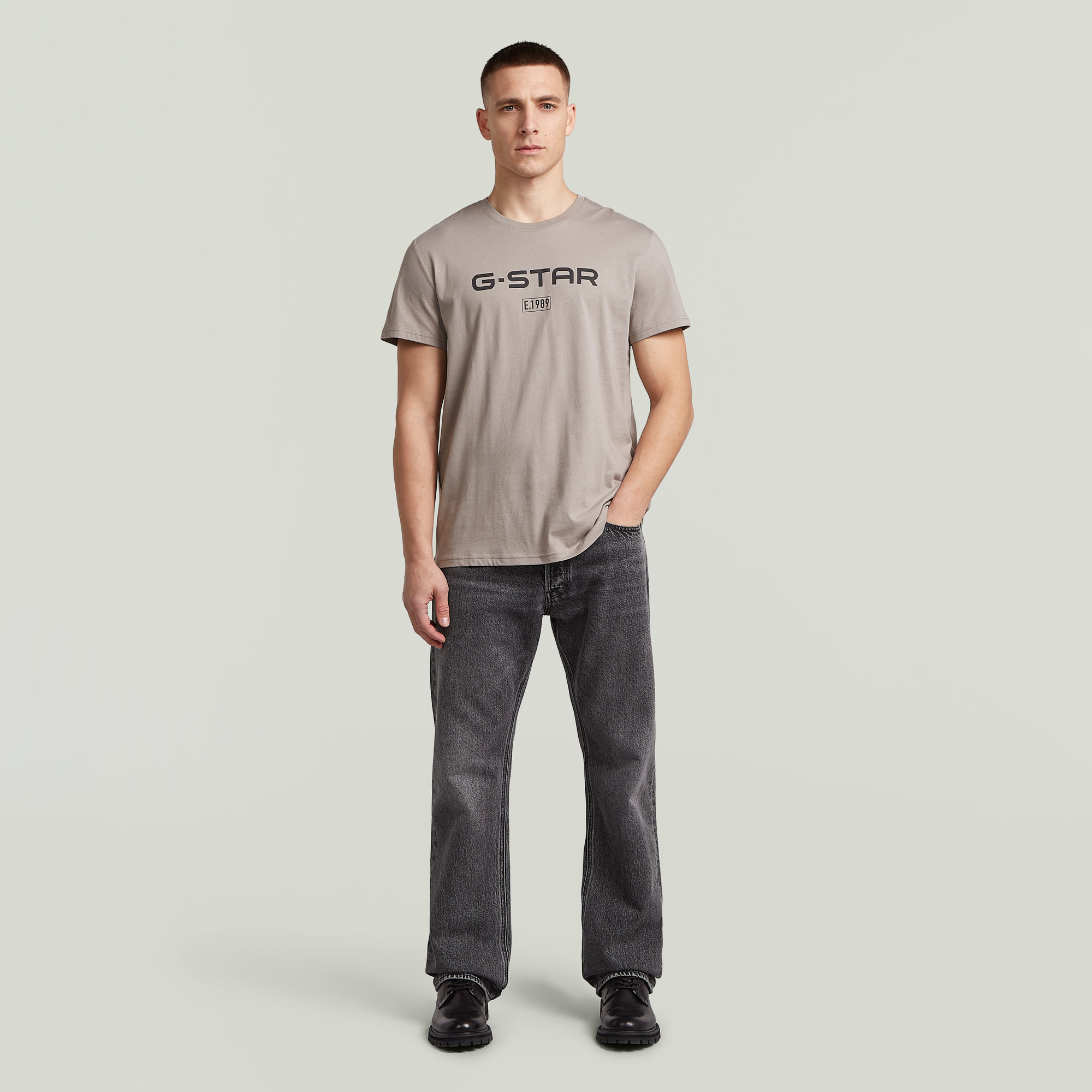 Thumbnail - Chest Logo T-Shirt - Beige - Herren