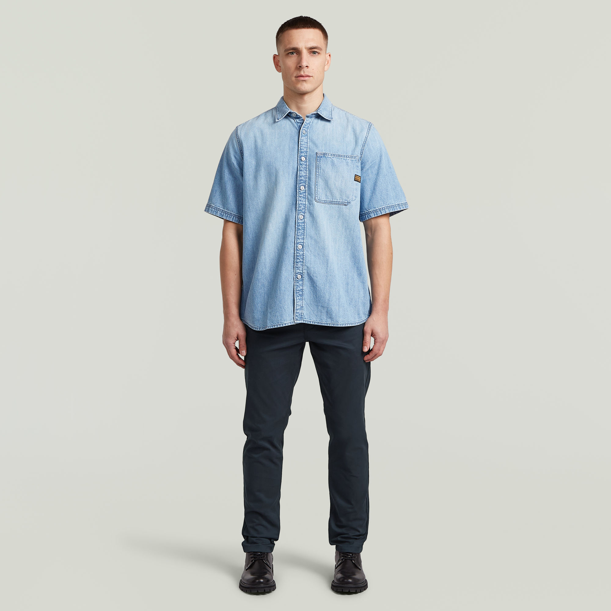 Thumbnail - Regular 1-Pocket Hemd - Mittelblau - Herren