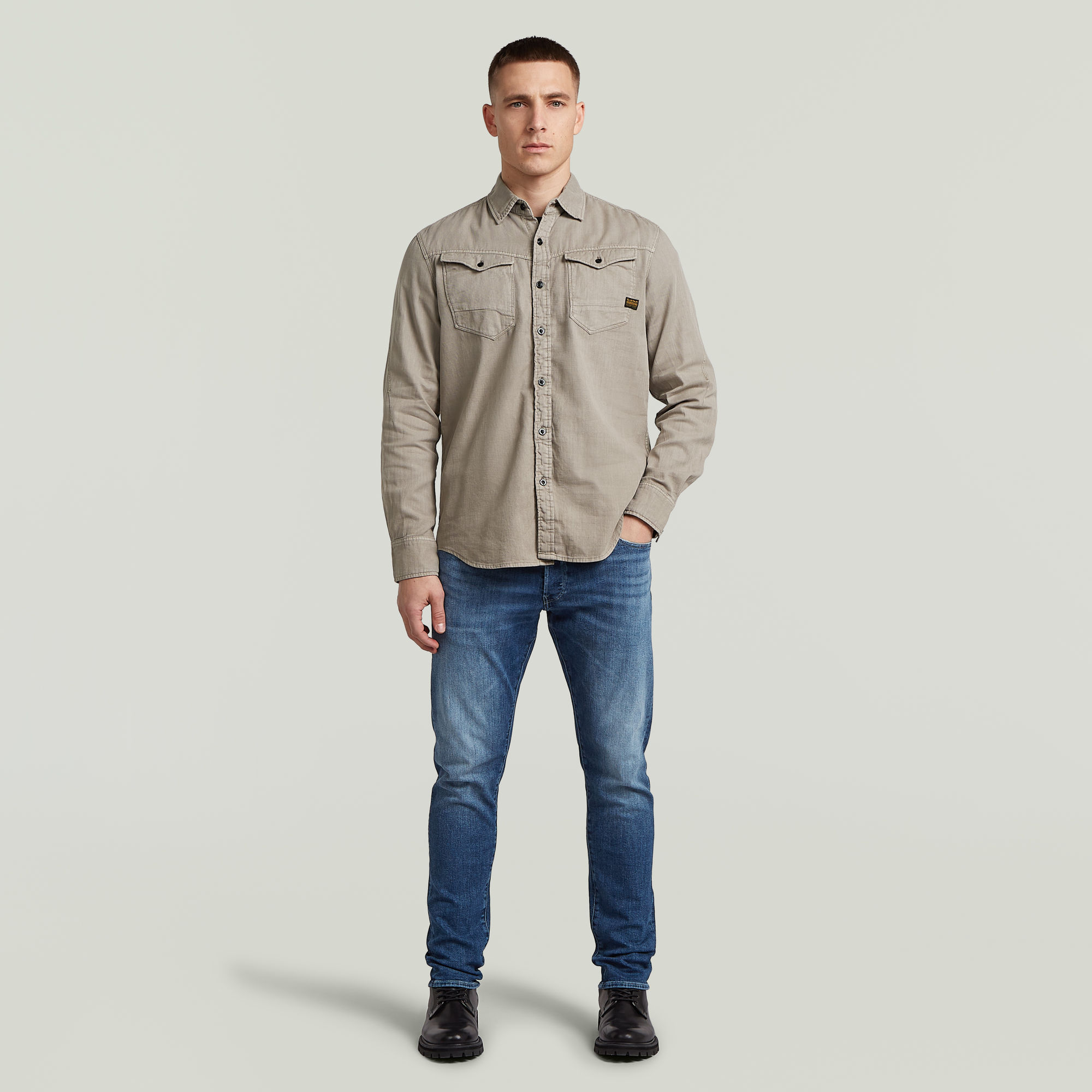 Thumbnail - Arc 3D Slim Hemd - Beige - Herren