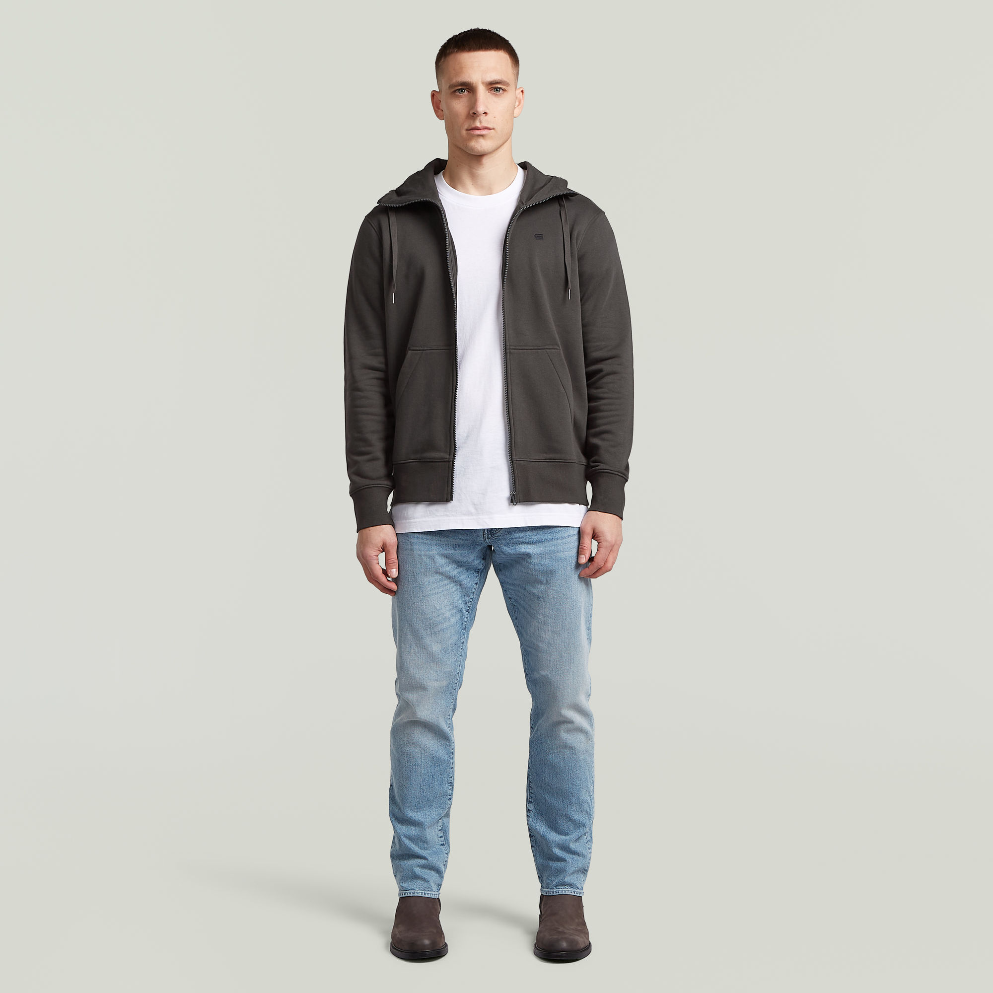 Thumbnail - G' Hooded Zip Sweatshirt - Grau - Herren