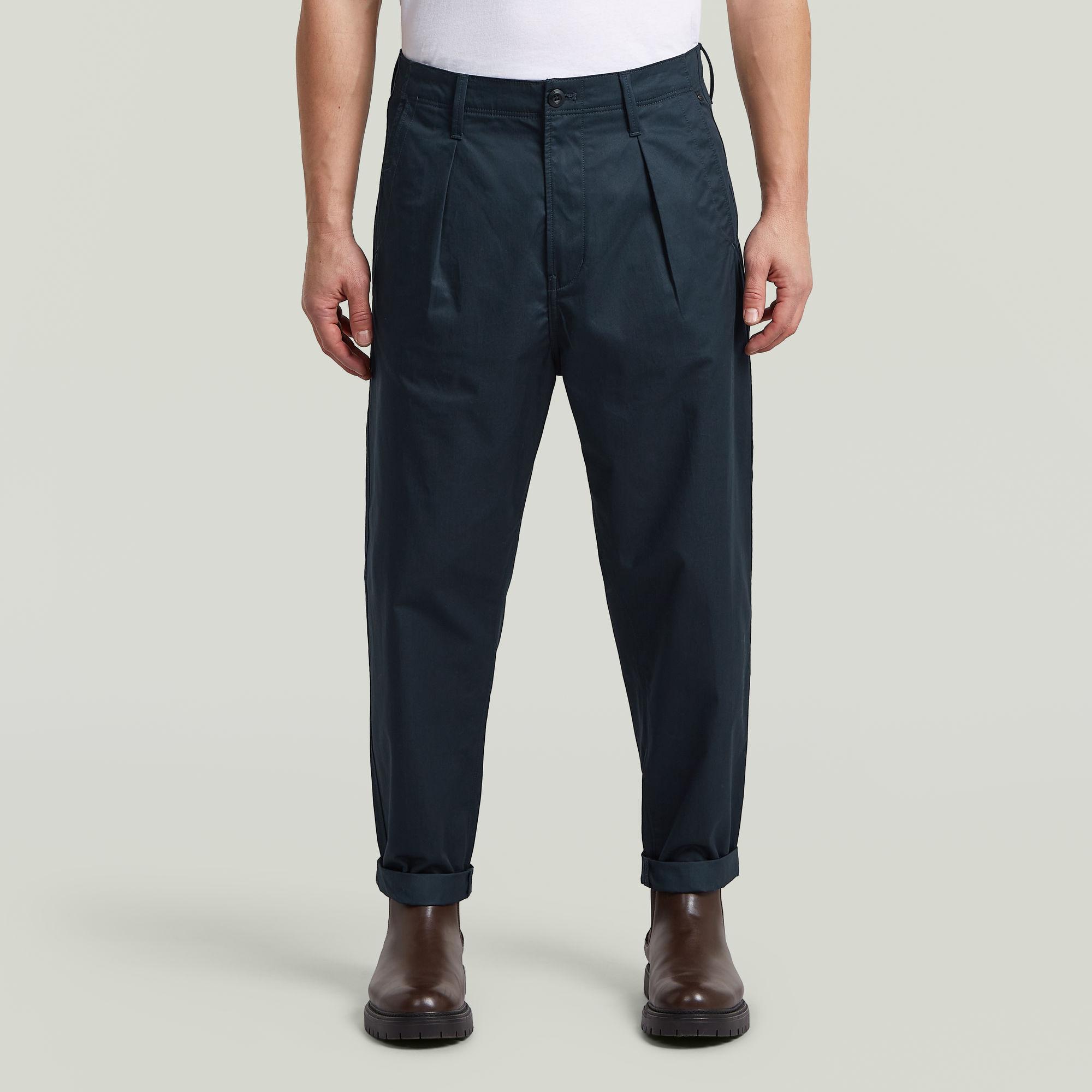 

The Ignaz- Correct Pleated Chino Relaxed - Donkerblauw - Heren