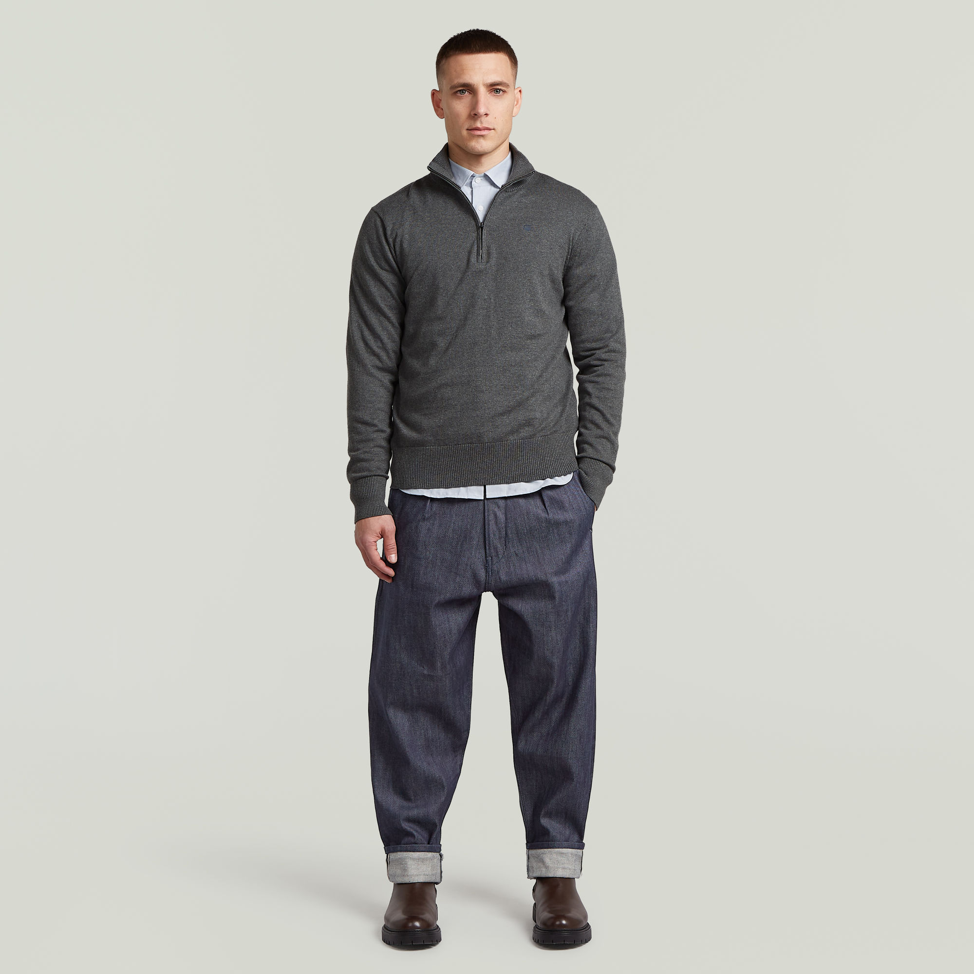 Thumbnail - Ignaz Correct Pleated Chino Relaxed Selvedge - Dunkelblau - Herren