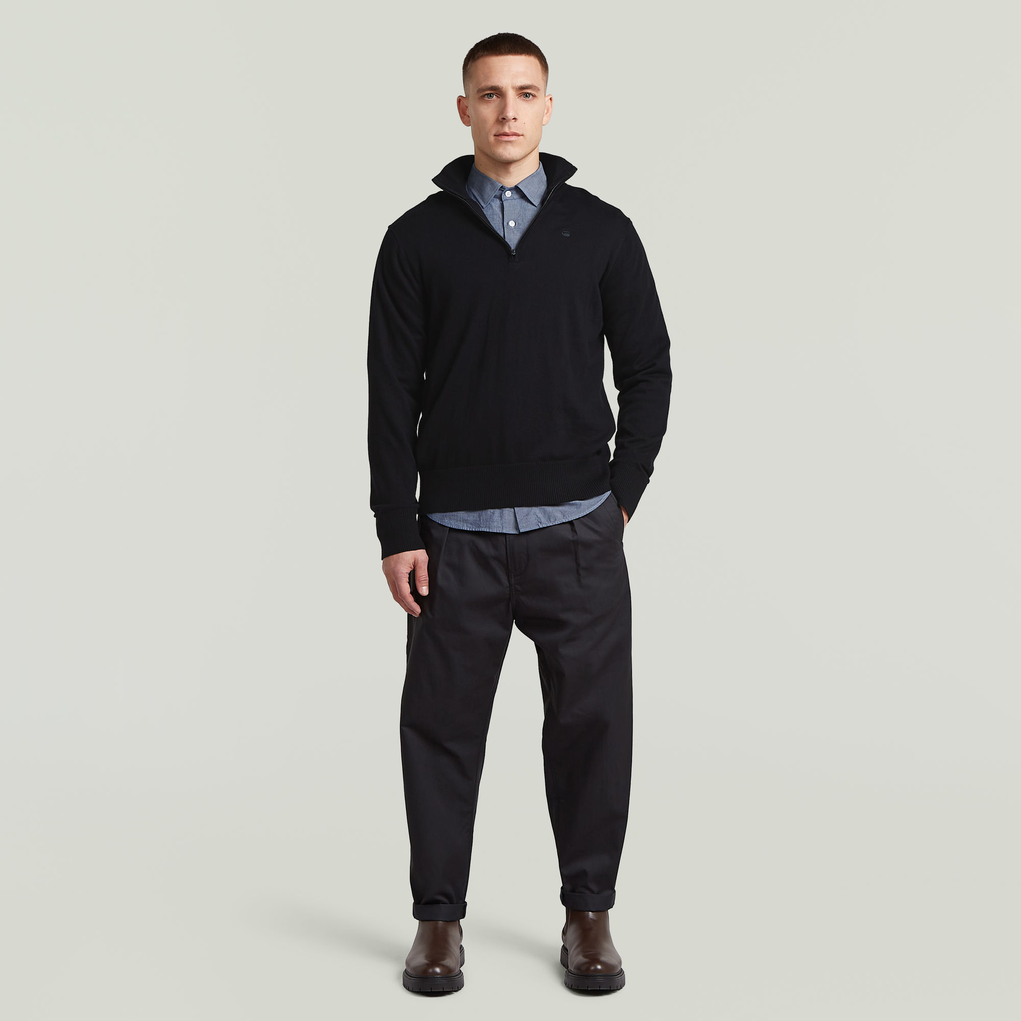 Thumbnail - The Ignaz- Correct Pleated Chino Relaxed - Schwarz - Herren