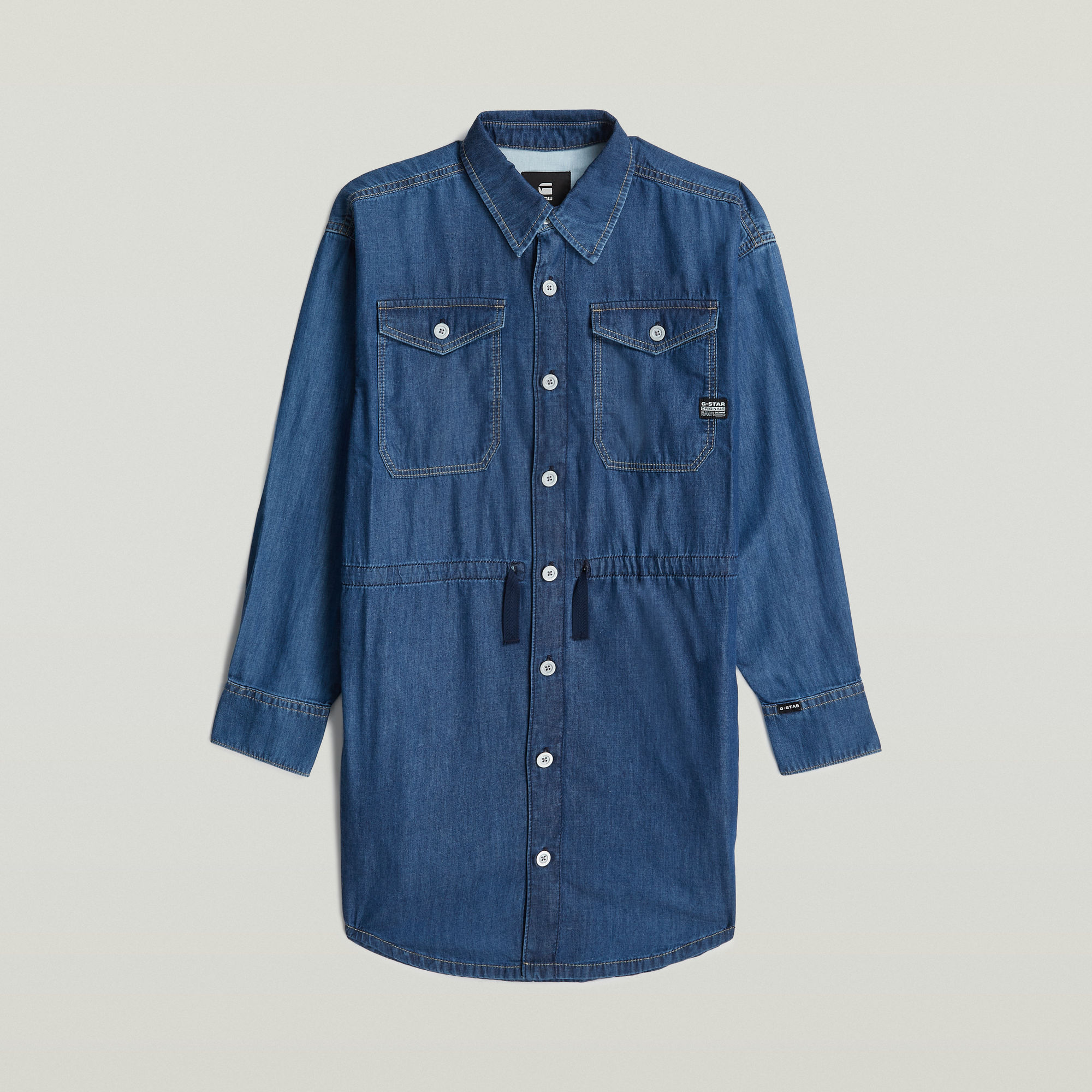 Girls Relaxed Drawcord Kleid - Mittelblau - mädchen