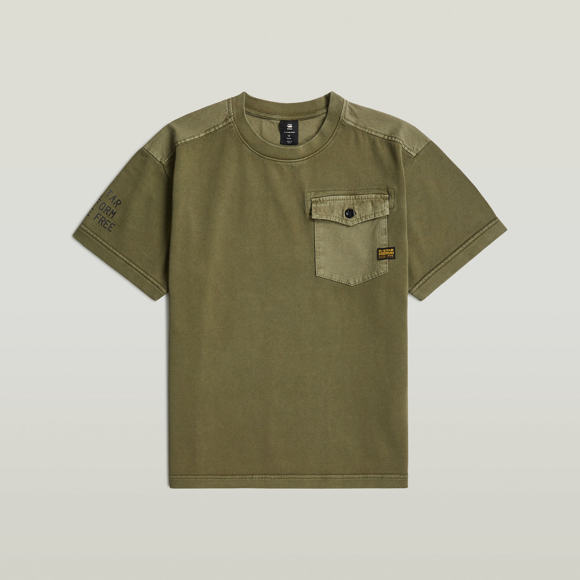 Thumbnail - Boys Army Tee Pocket - Grün - jungen