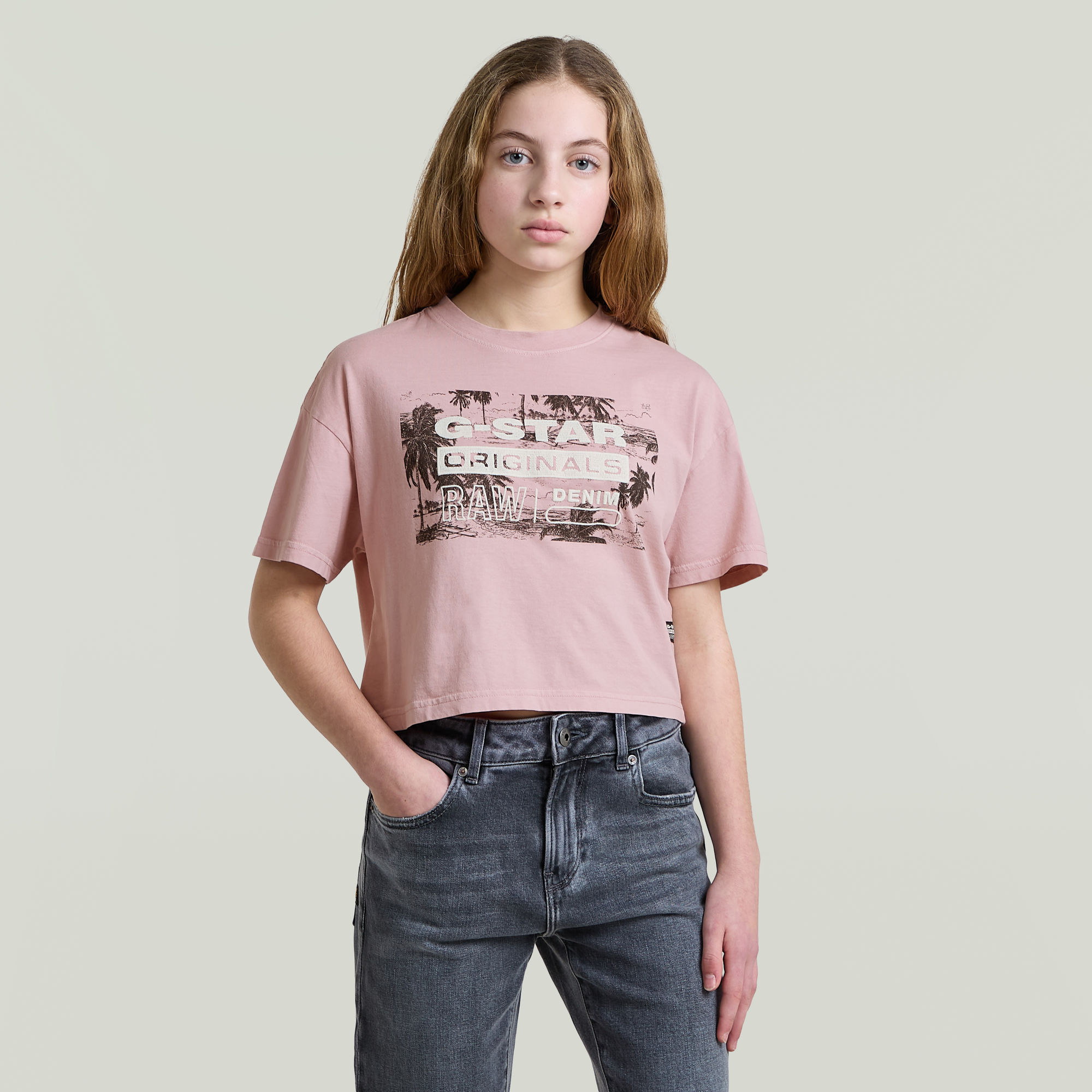 Girls Cropped Relaxed T-Shirt - Pink - mädchen
