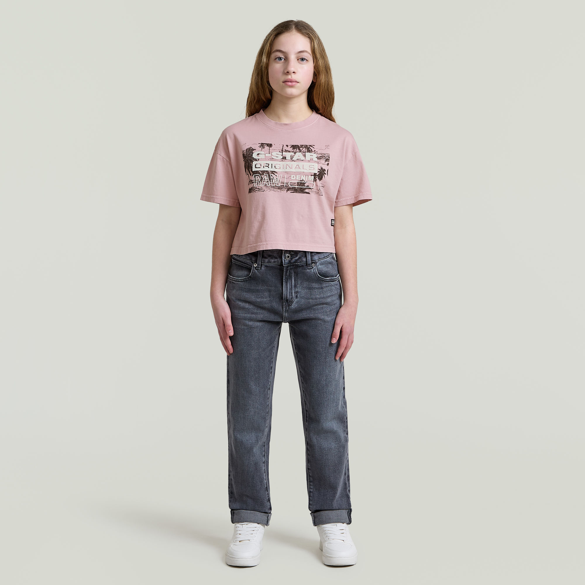 Thumbnail - Girls Cropped Relaxed T-Shirt - Pink - mädchen