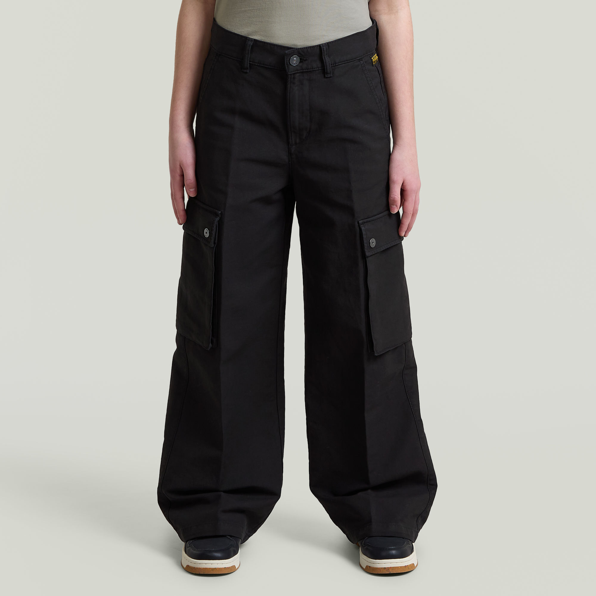 Girls High Waist Cargohose - Schwarz - mädchen
