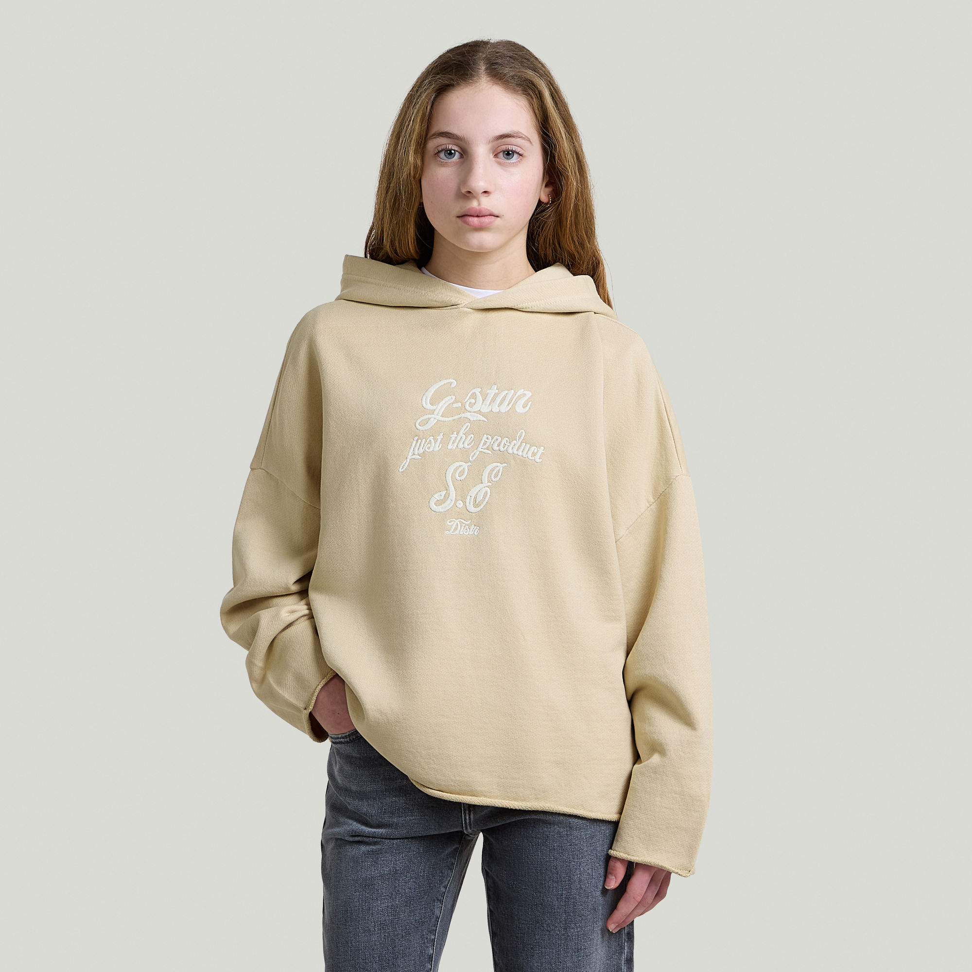 Girls Basic Hooded Sweatshirt - Beige - mädchen