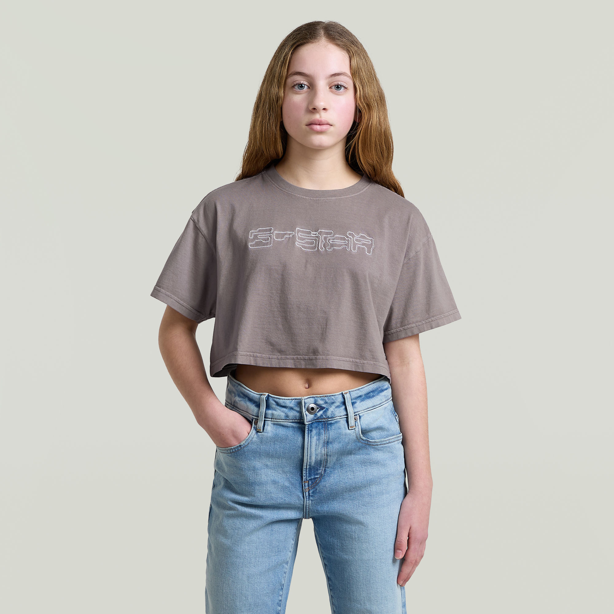 Girls Boxy Cropped T-Shirt - Grau - mädchen