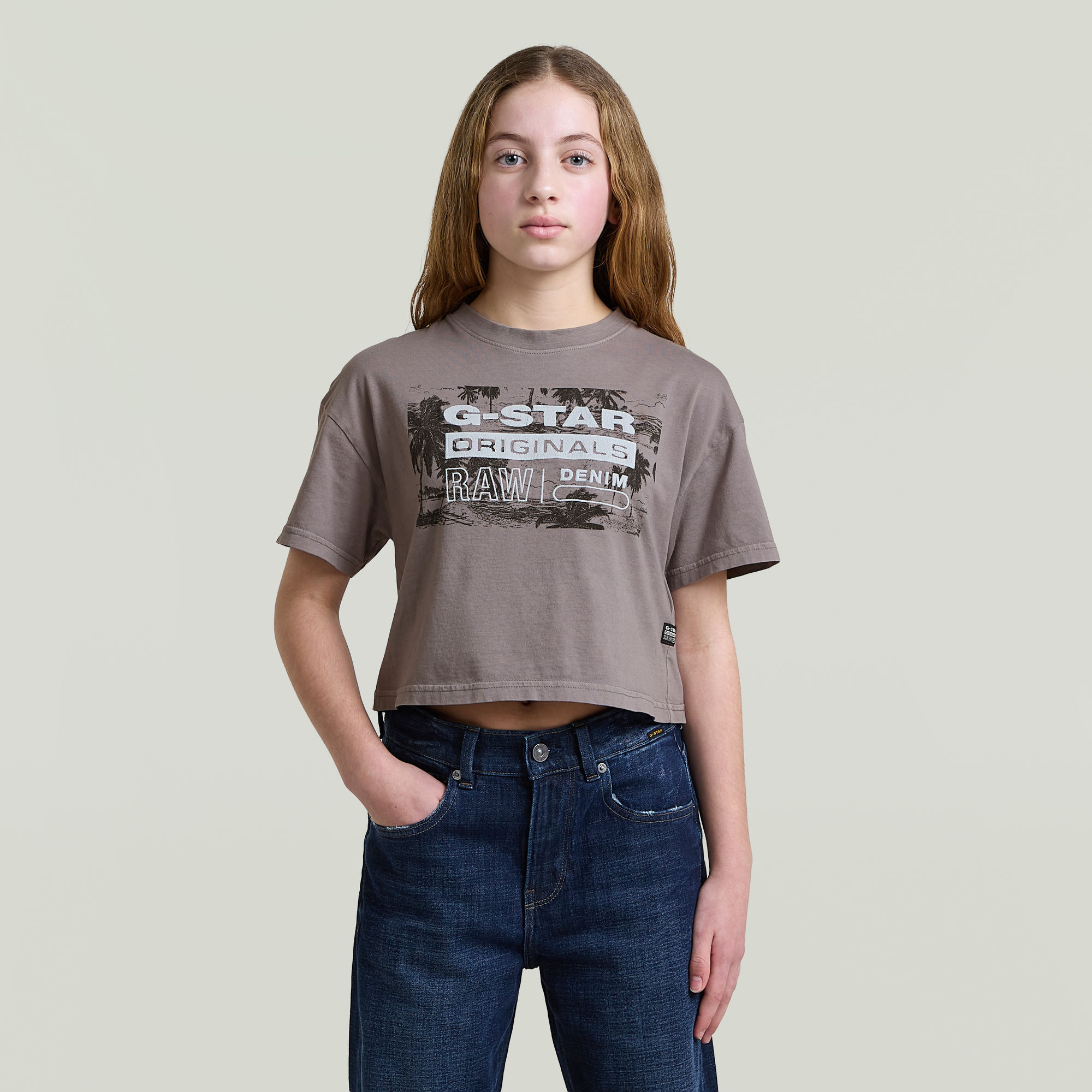 Girls Cropped Relaxed T-Shirt - Grau - mädchen