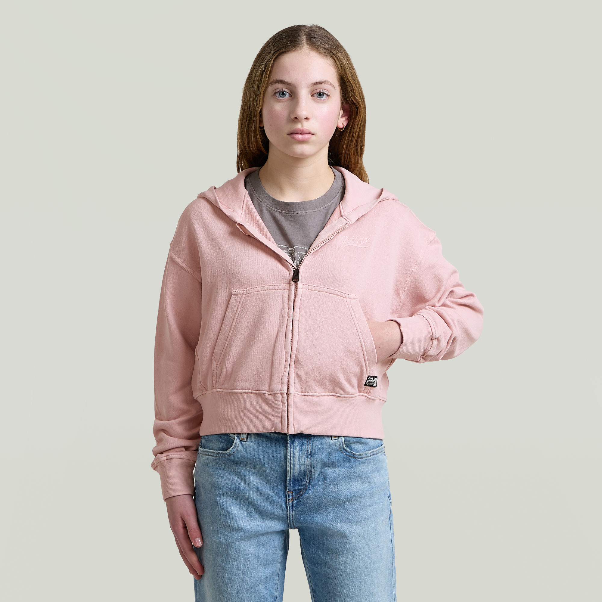 Girls Hooded Cropped Sweatshirt - Pink - mädchen