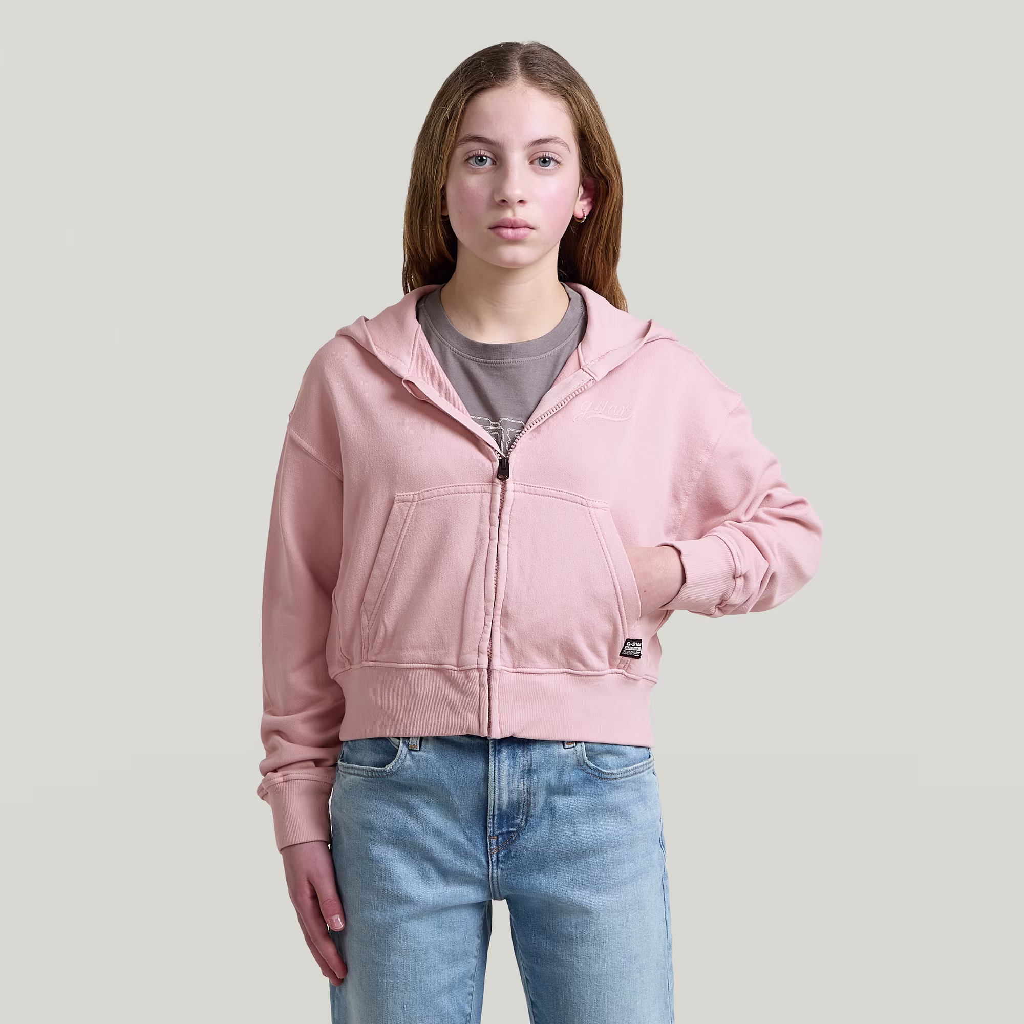 

Hooded Cropped Sweater voor meisjes - Roze - meisjes