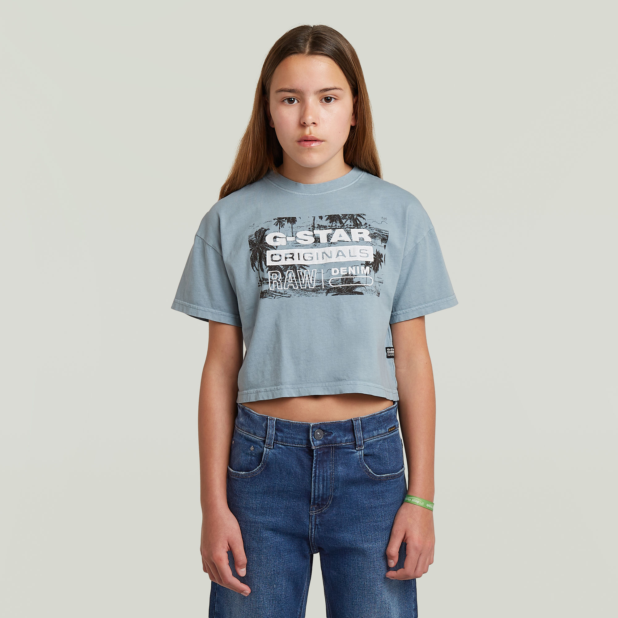Girls Cropped Relaxed T-Shirt - Hellblau - mädchen