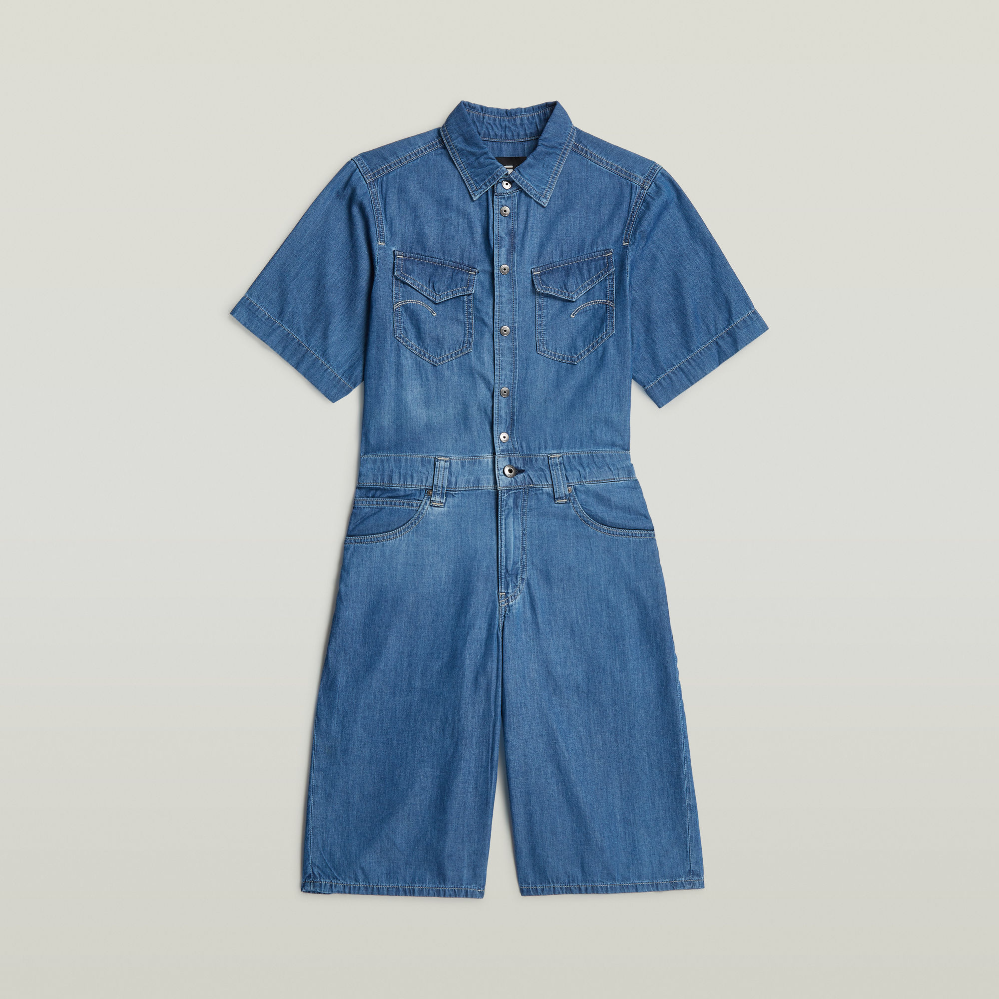 Thumbnail - Girls Bermuda Playsuit - Mittelblau - mädchen