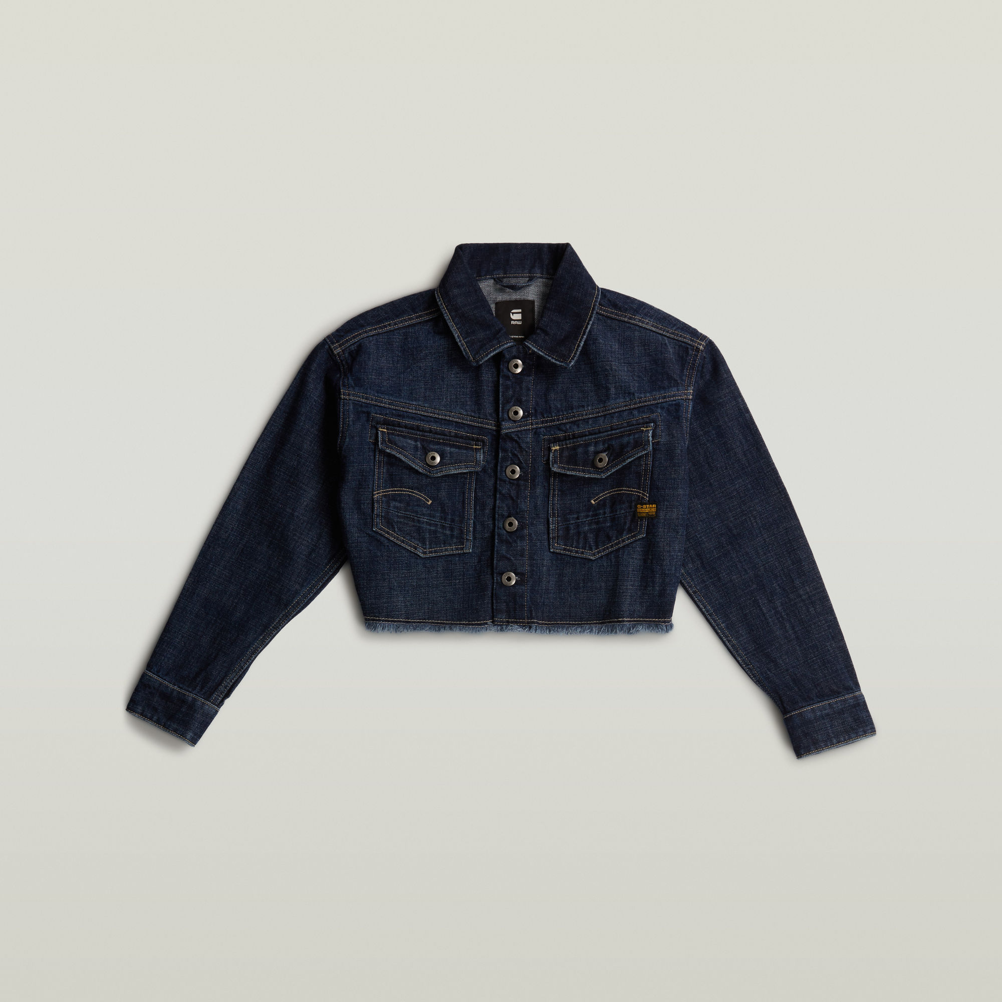 Thumbnail - Girls Cropped Denim Jacke - Dunkelblau - mädchen