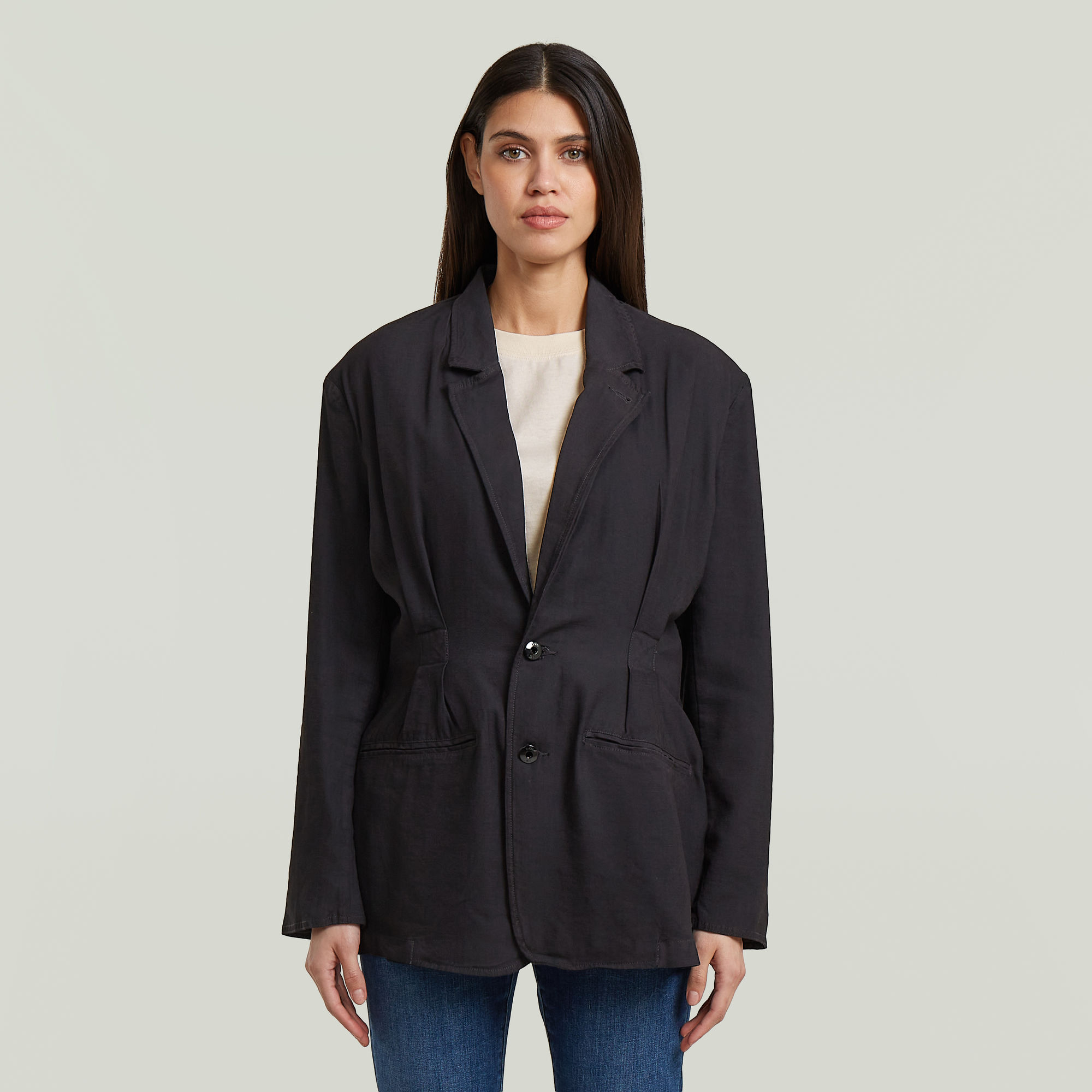 Cinched Blazer - Schwarz - Damen